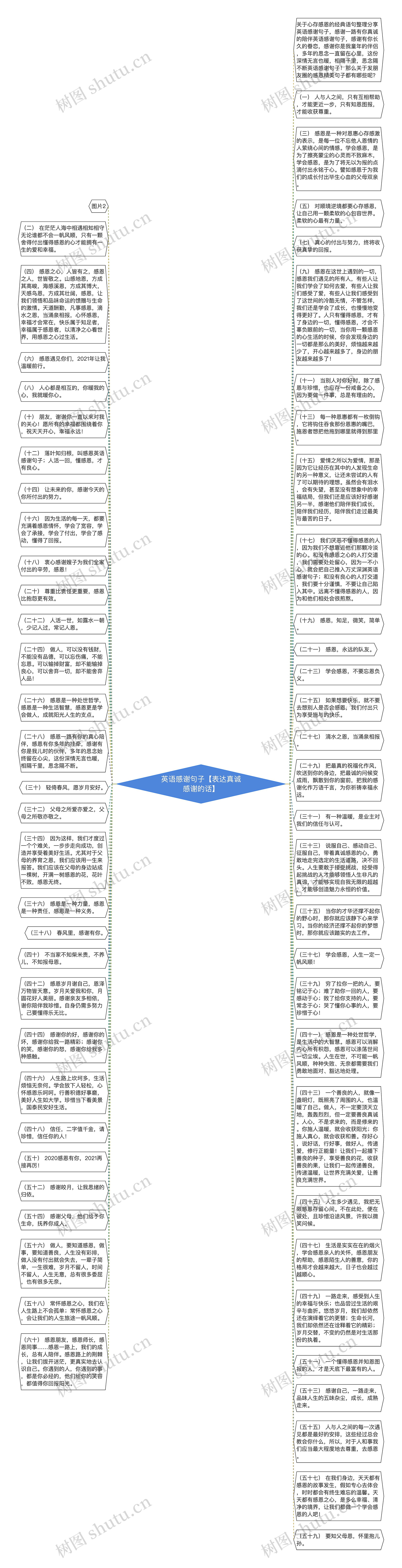 英语感谢句子【表达真诚感谢的话】思维导图