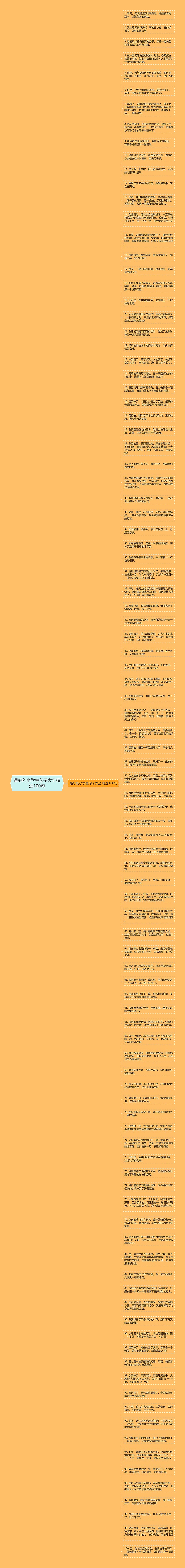 最好的小学生句子大全精选100句