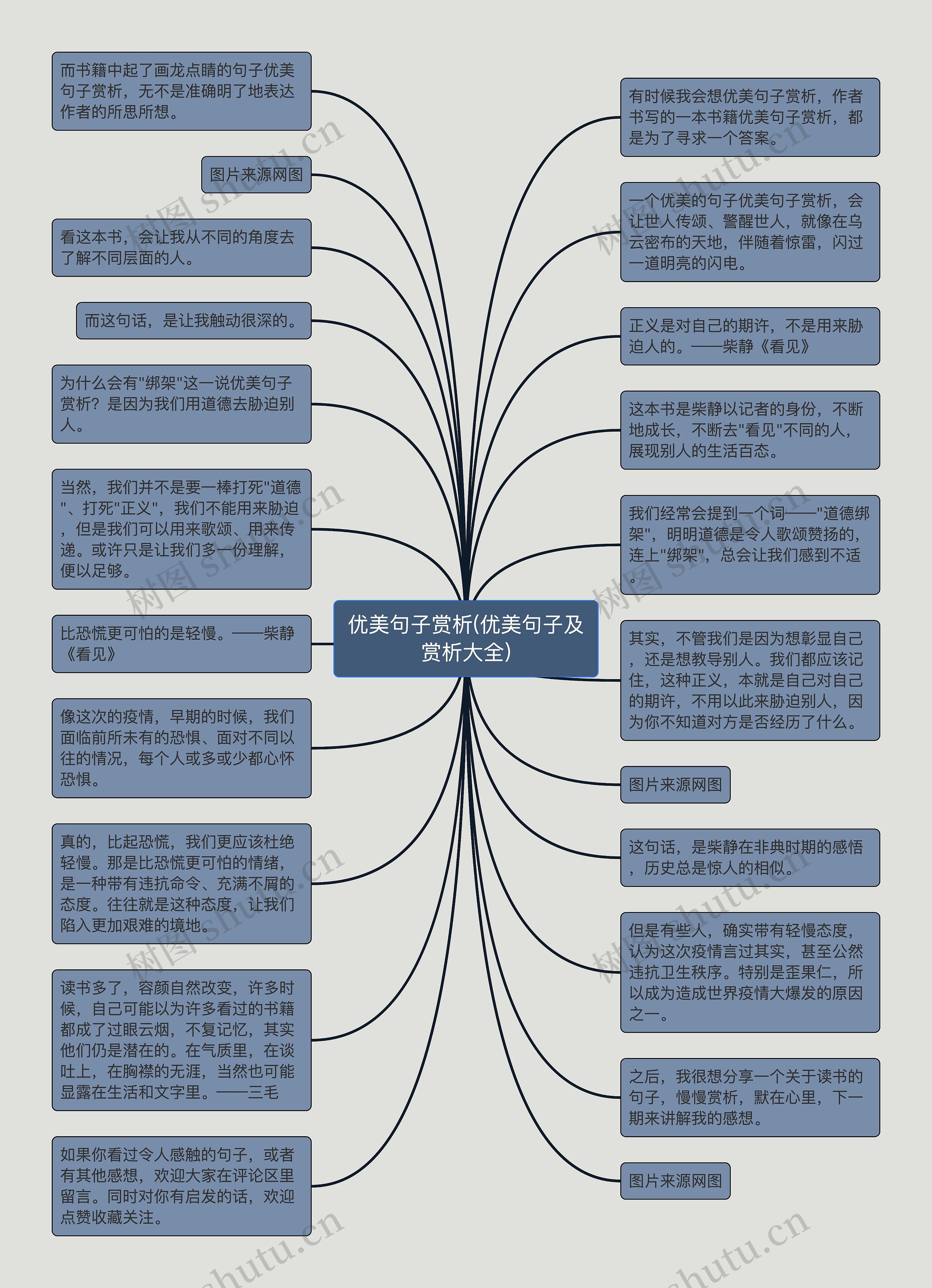 优美句子赏析(优美句子及赏析大全)思维导图