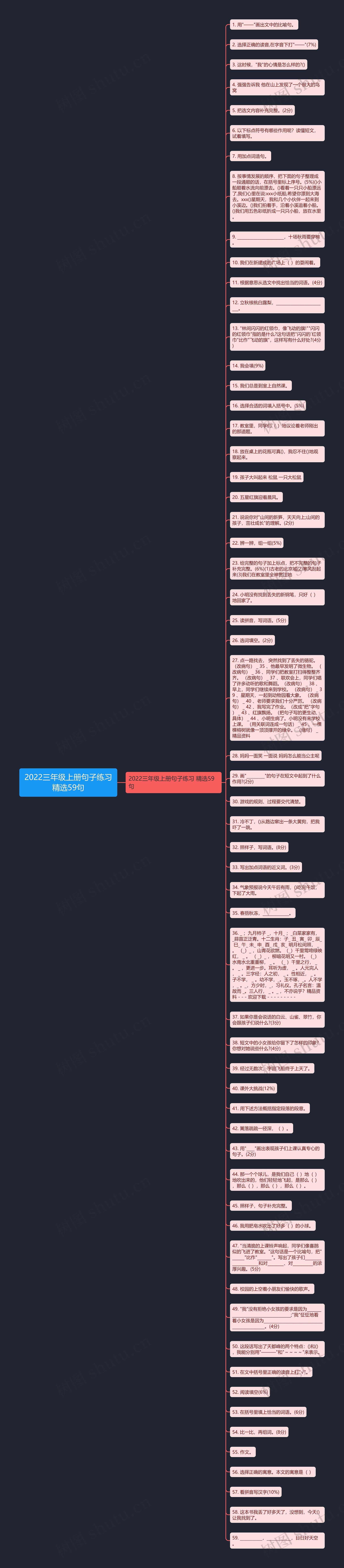 2022三年级上册句子练习精选59句思维导图