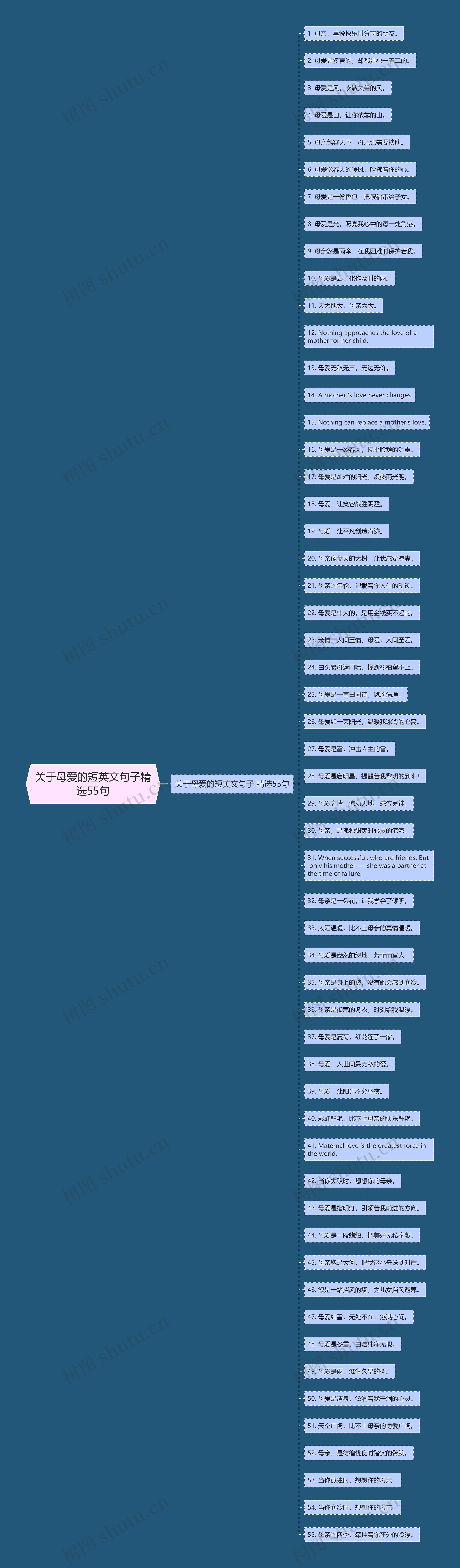 关于母爱的短英文句子精选55句思维导图