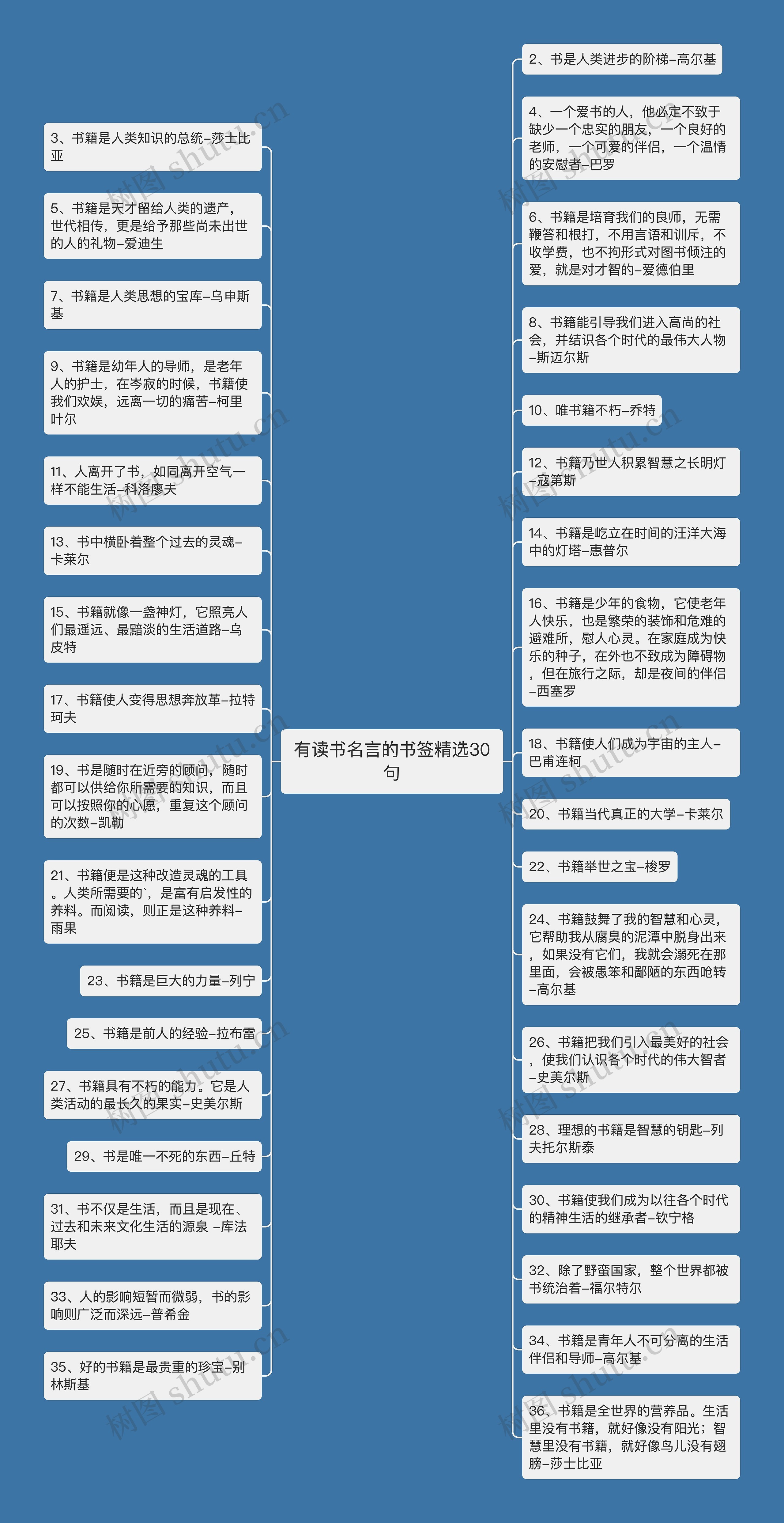 有读书名言的书签精选30句思维导图