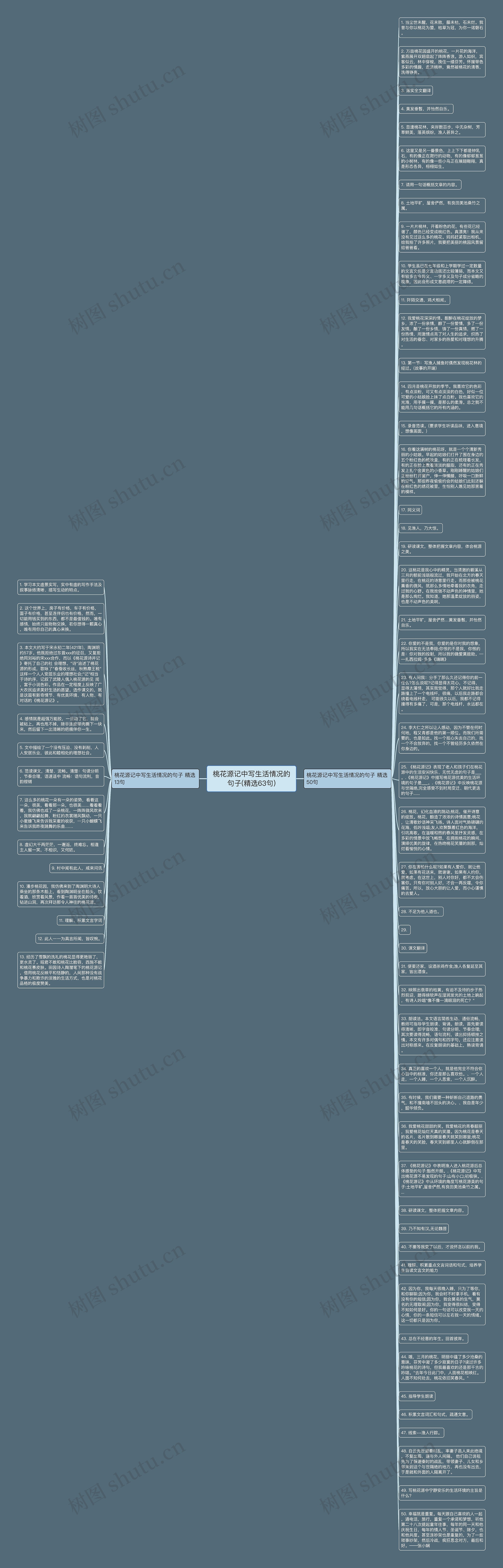 桃花源记中写生活情况的句子(精选63句)思维导图