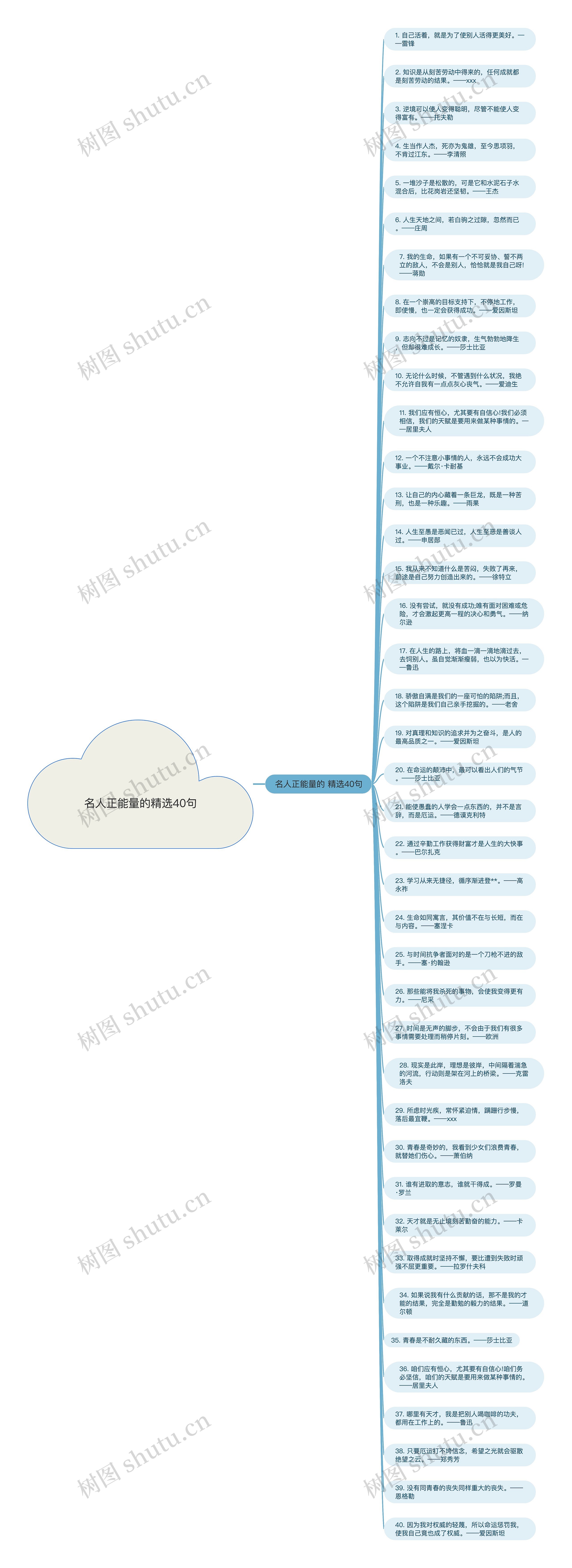 名人正能量的精选40句思维导图