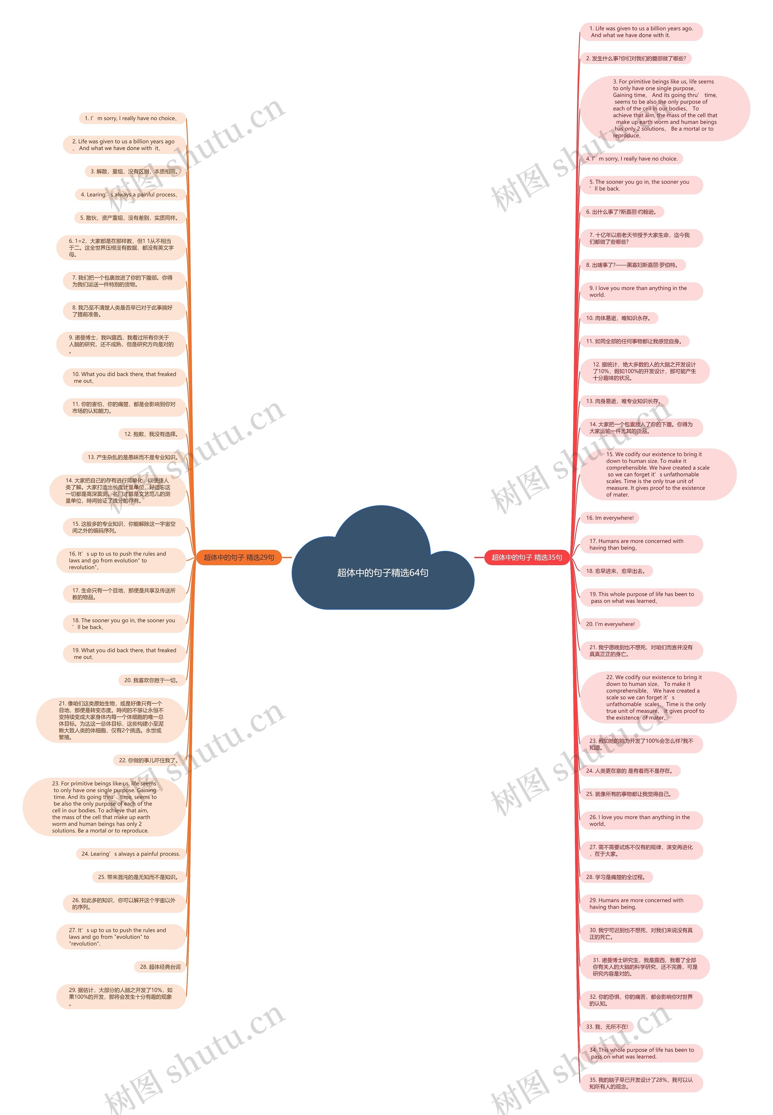 超体中的句子精选64句思维导图