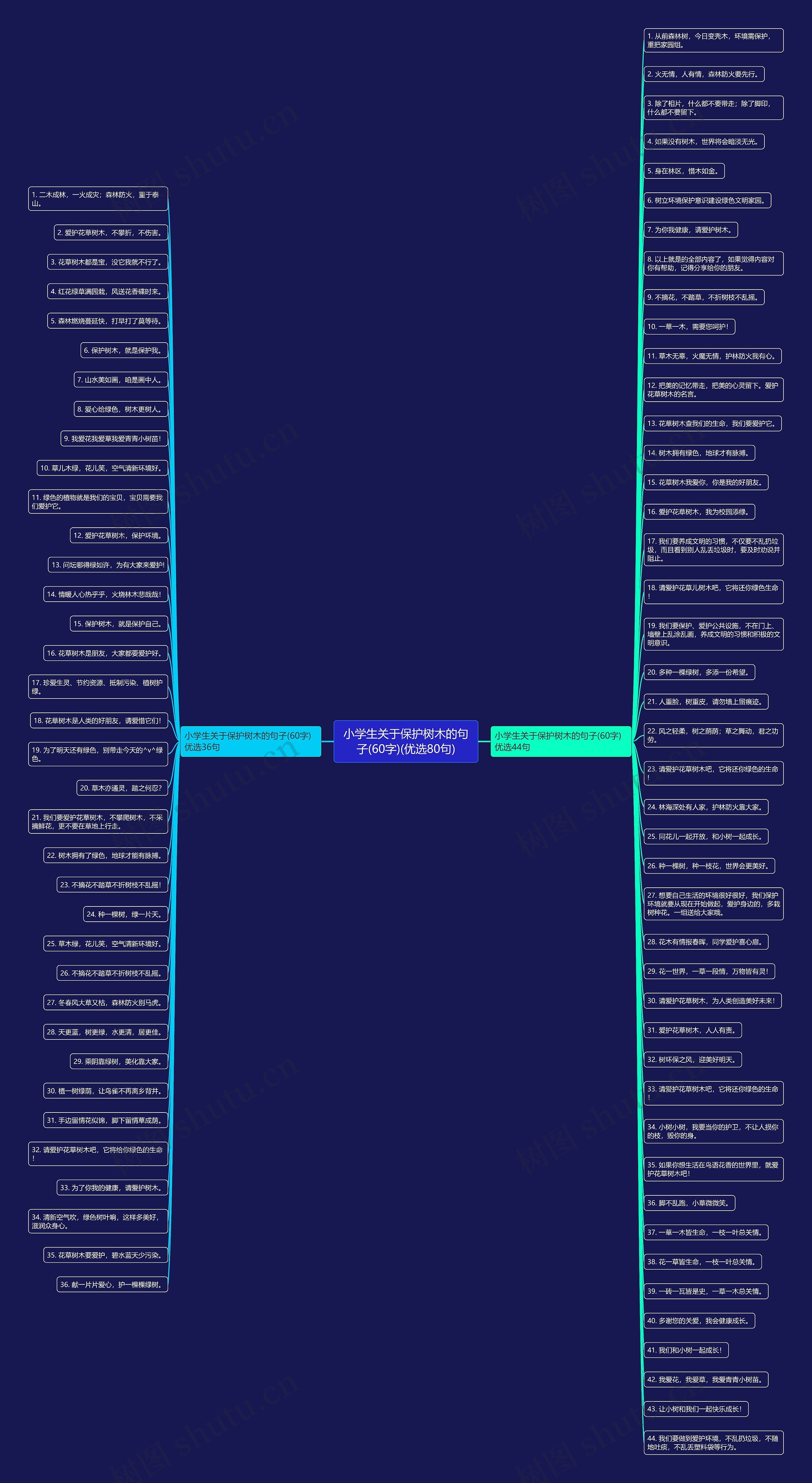 小学生关于保护树木的句子(60字)(优选80句)思维导图