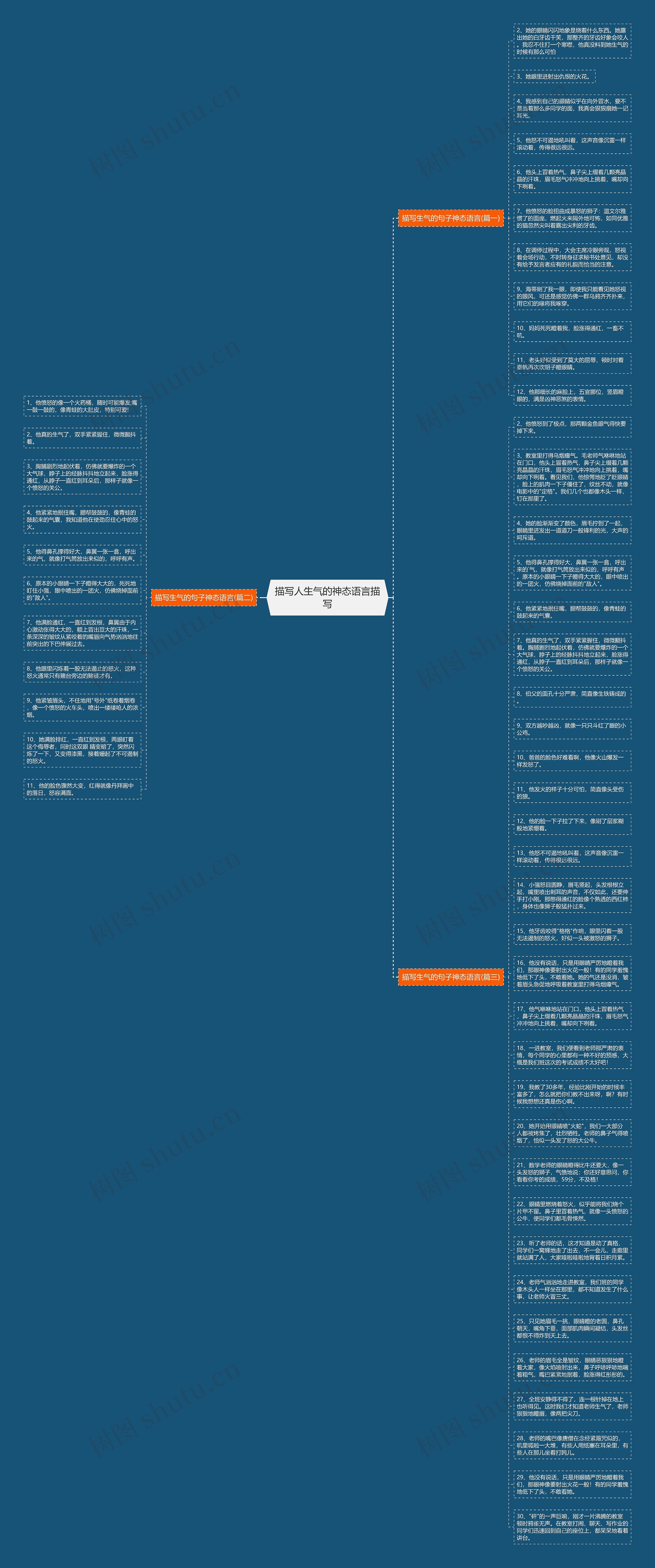 描写人生气的神态语言描写思维导图