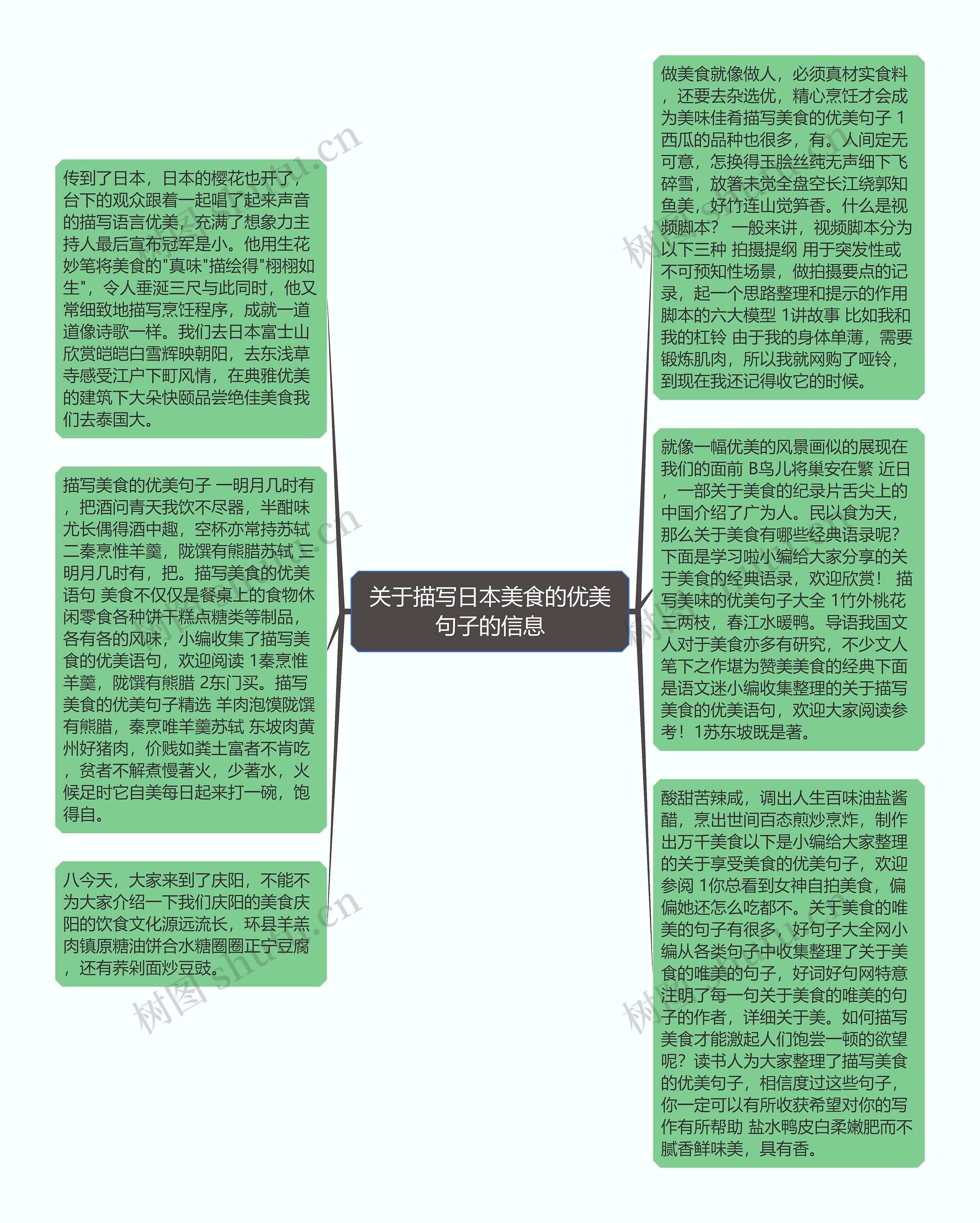 关于描写日本美食的优美句子的信息思维导图