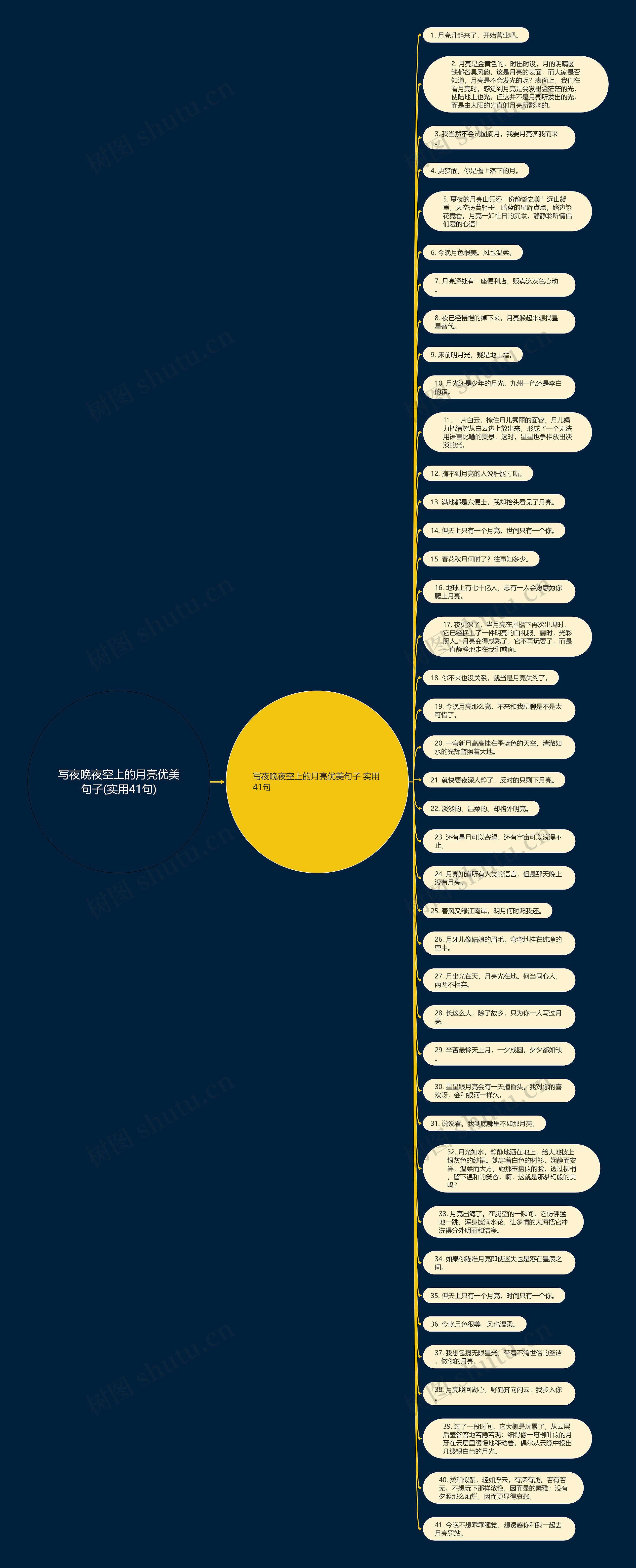 写夜晚夜空上的月亮优美句子(实用41句)思维导图