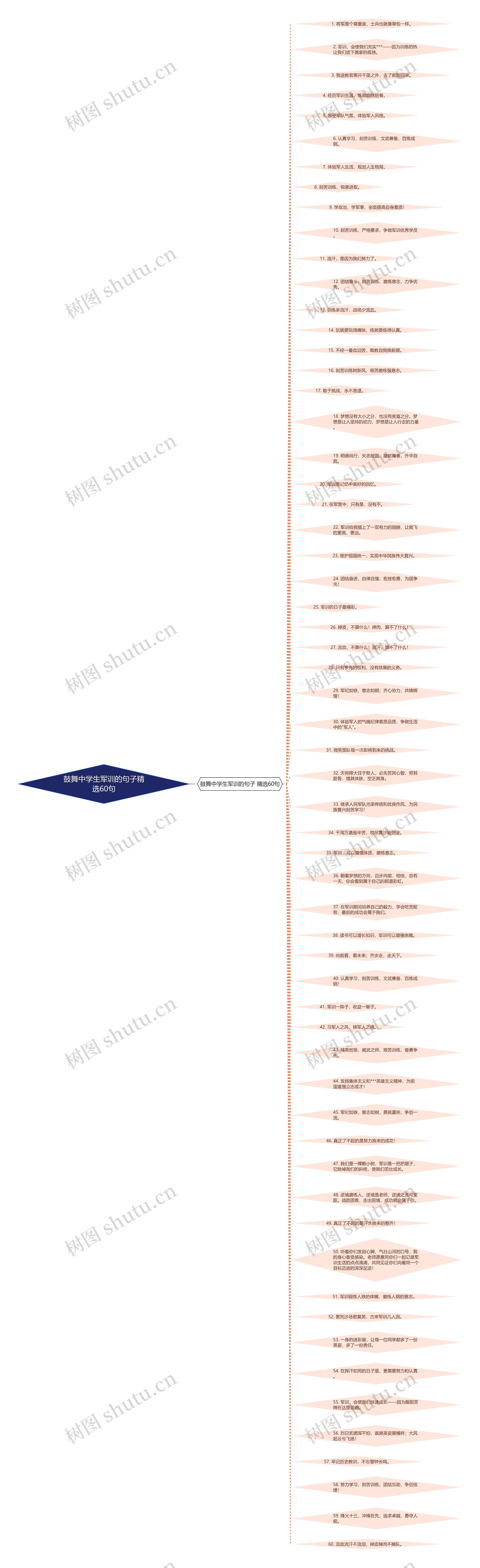 鼓舞中学生军训的句子精选60句思维导图