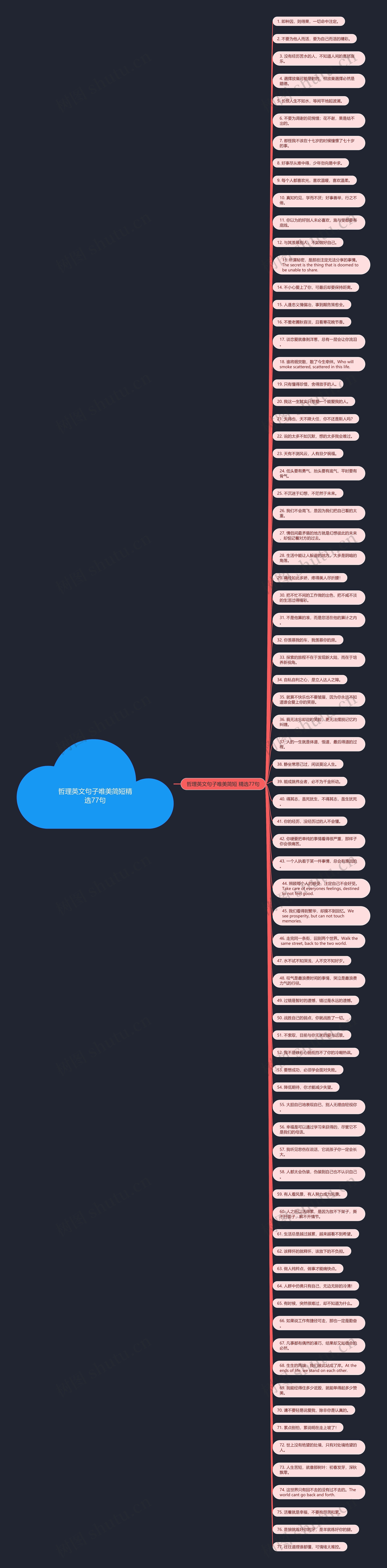 哲理英文句子唯美简短精选77句思维导图