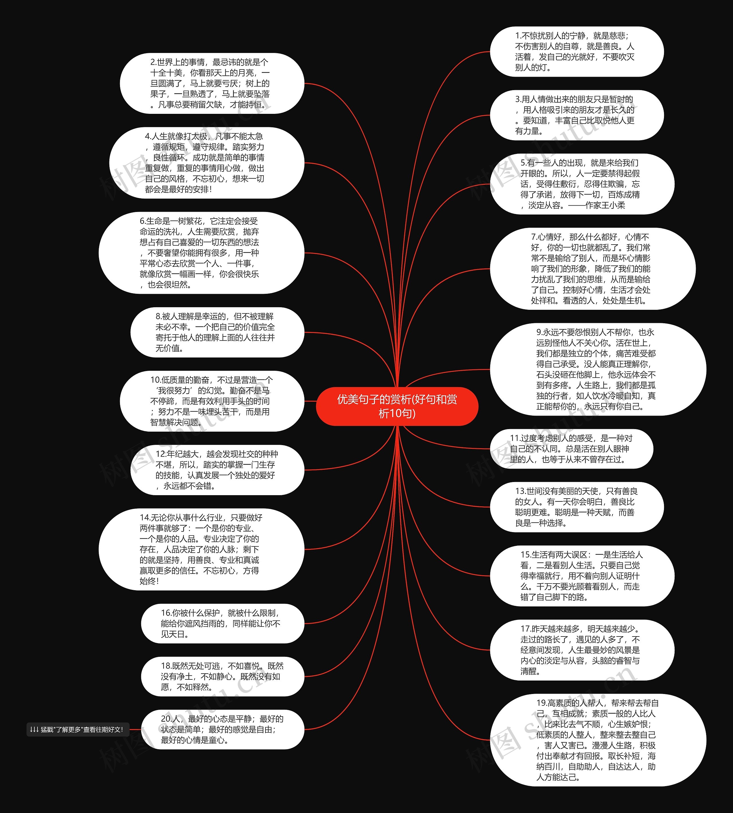 优美句子的赏析(好句和赏析10句)思维导图