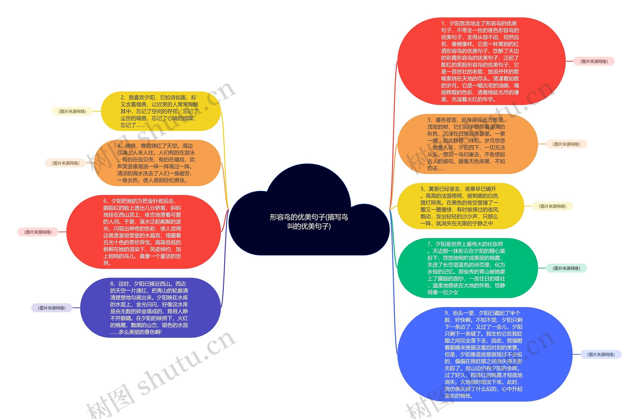 形容鸟的优美句子(描写鸟叫的优美句子)思维导图