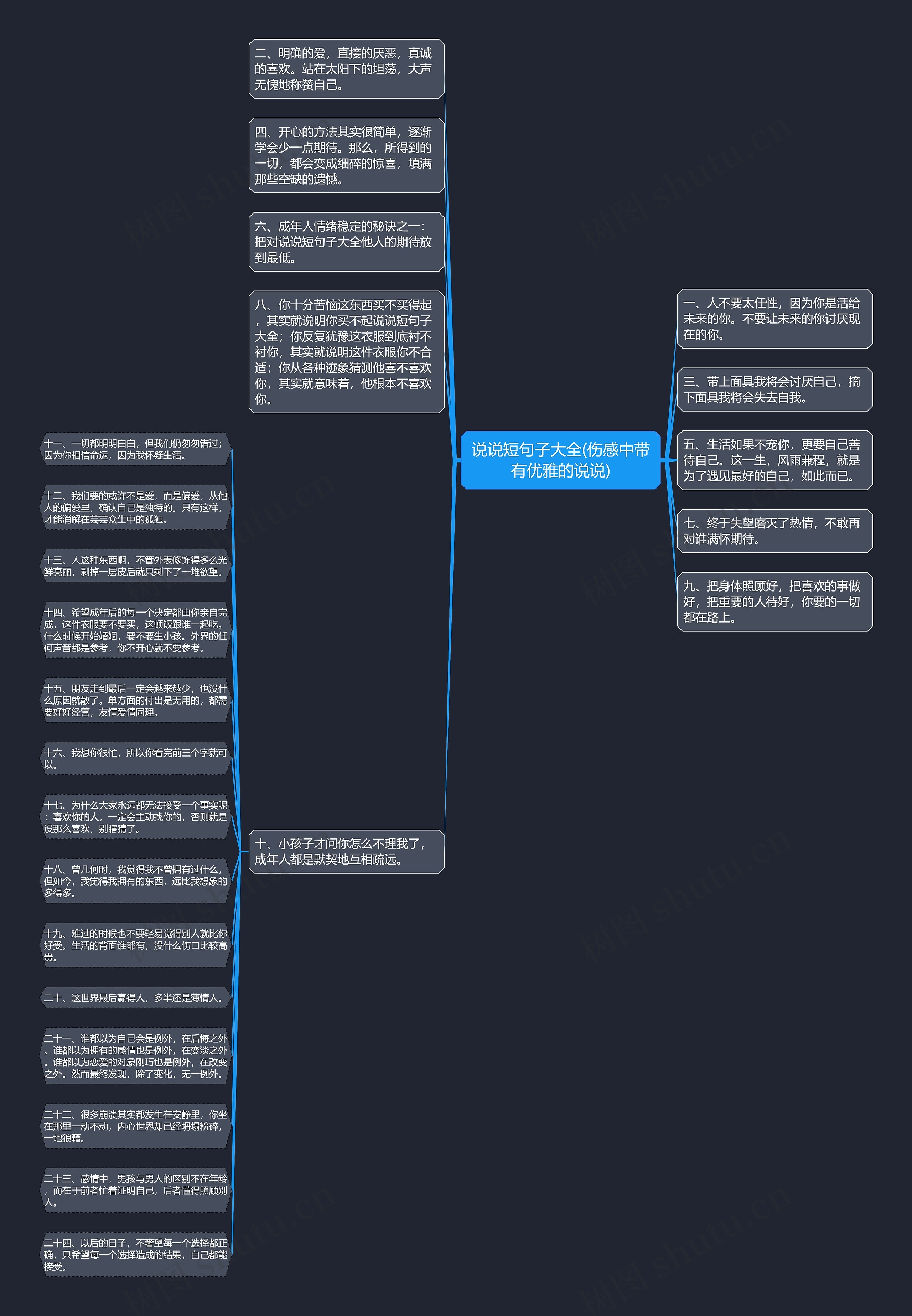 说说短句子大全(伤感中带有优雅的说说)思维导图