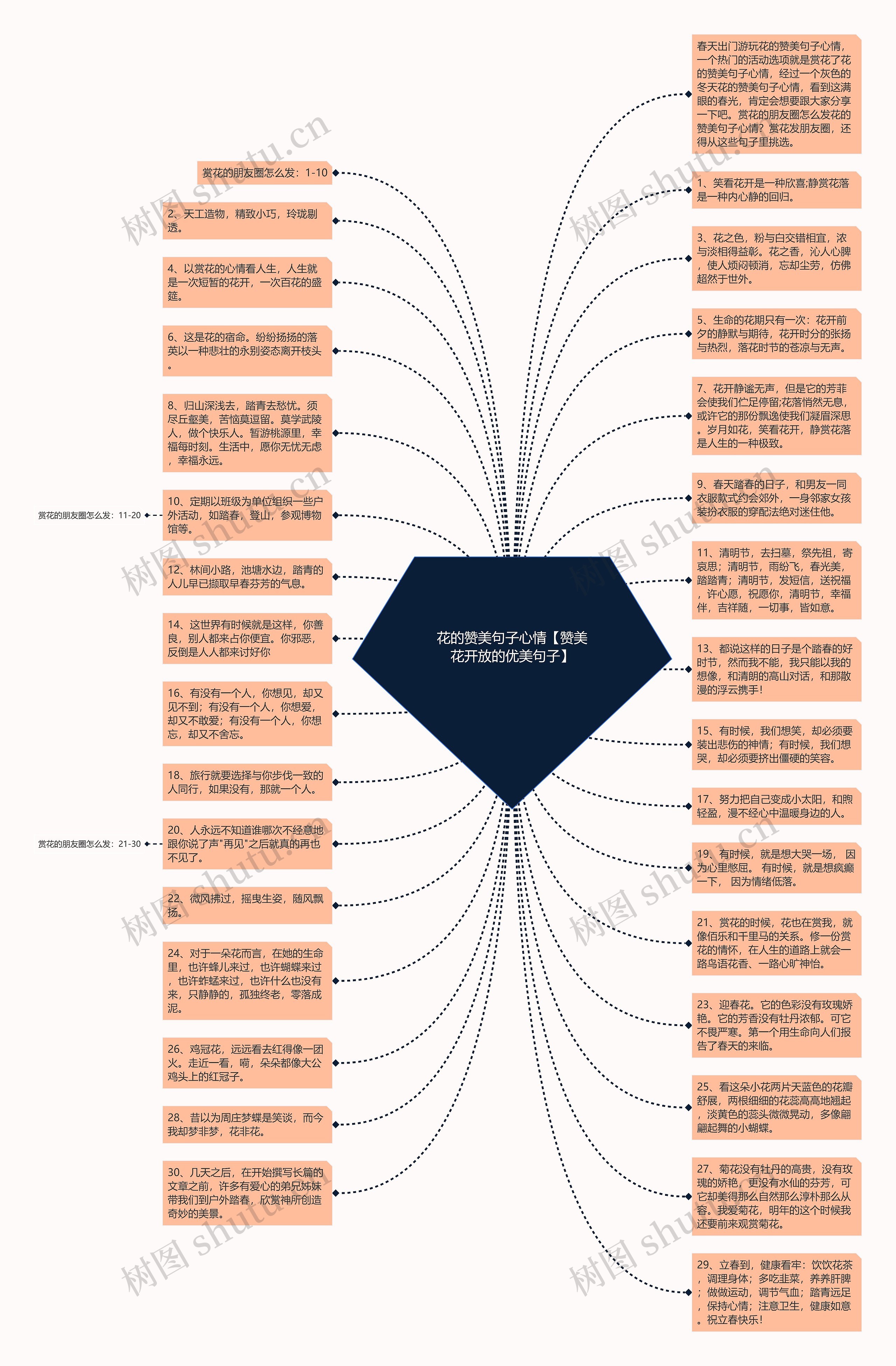 花的赞美句子心情【赞美花开放的优美句子】思维导图