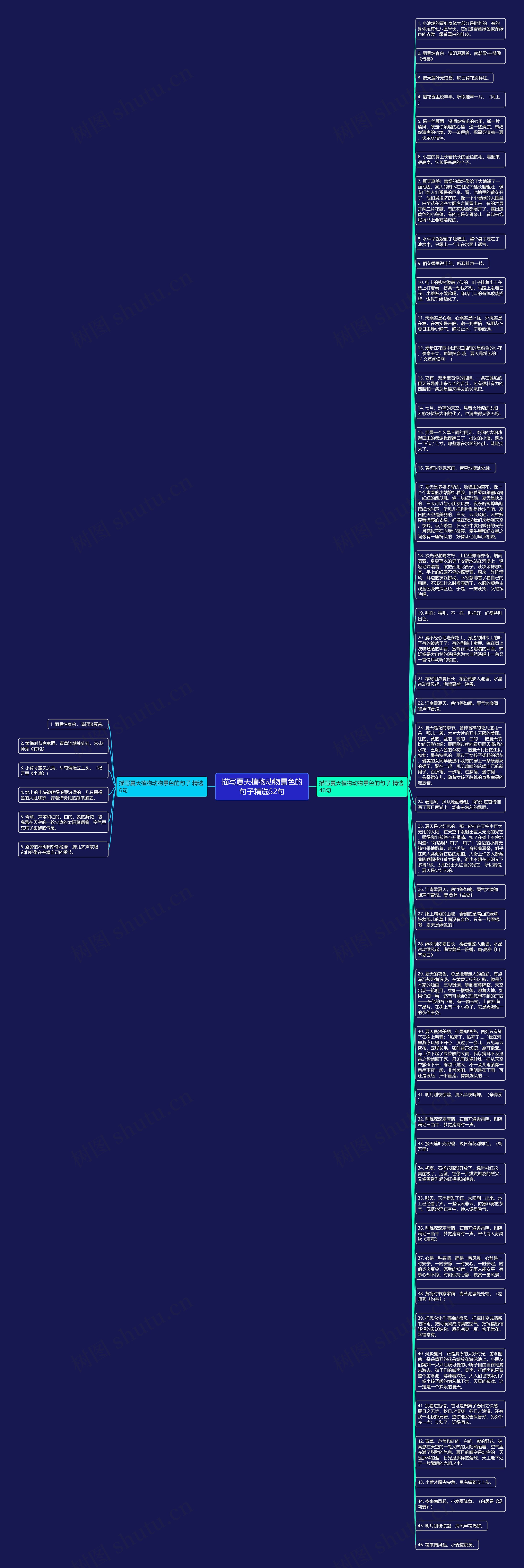 描写夏天植物动物景色的句子精选52句思维导图