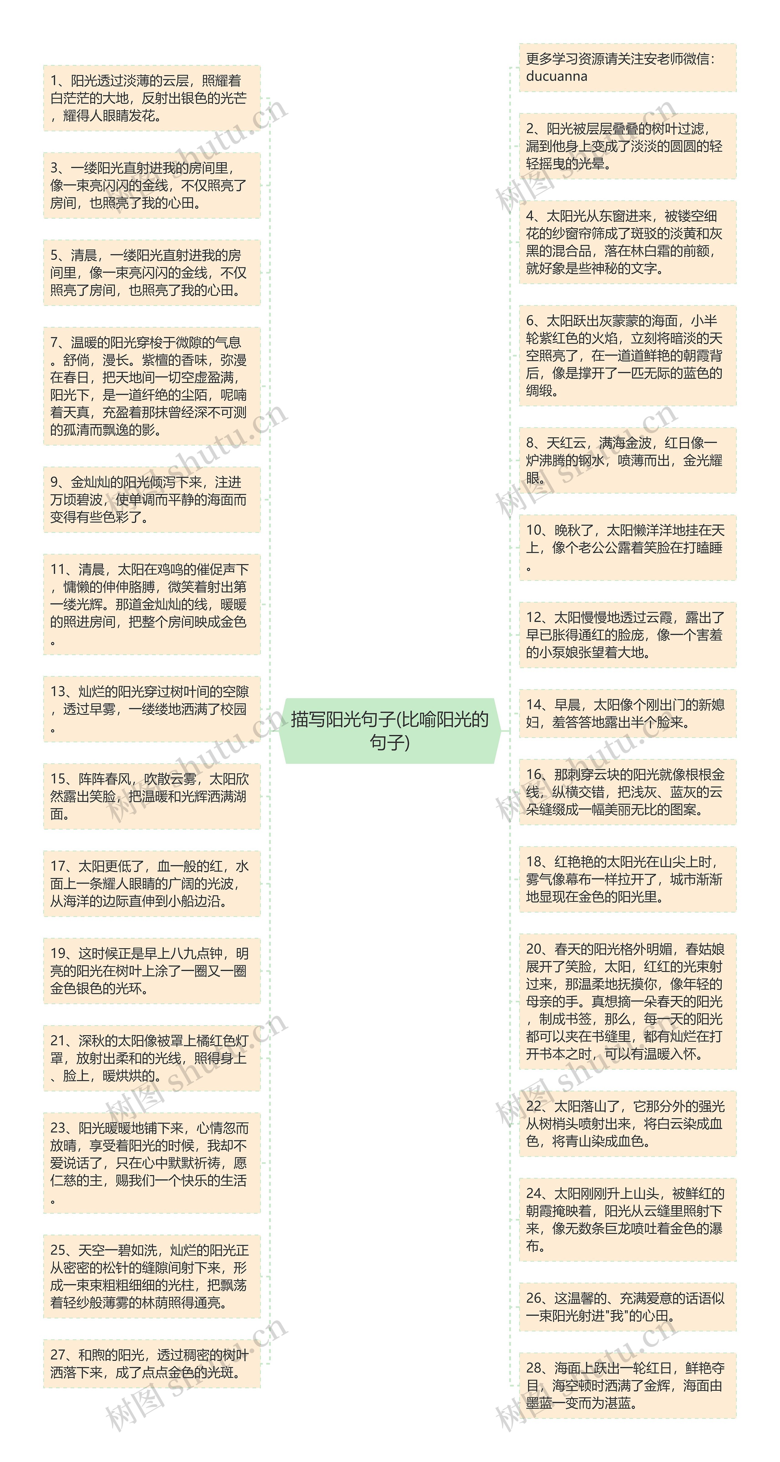 描写阳光句子(比喻阳光的句子)思维导图