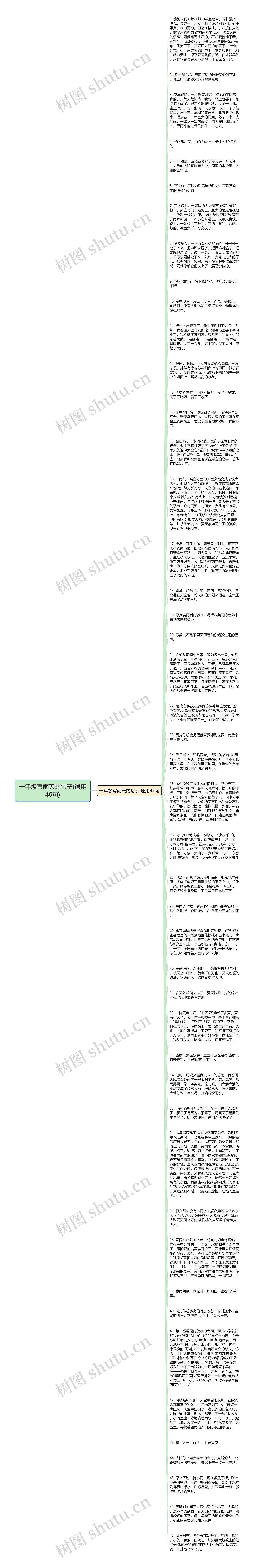 一年级写雨天的句子(通用46句)