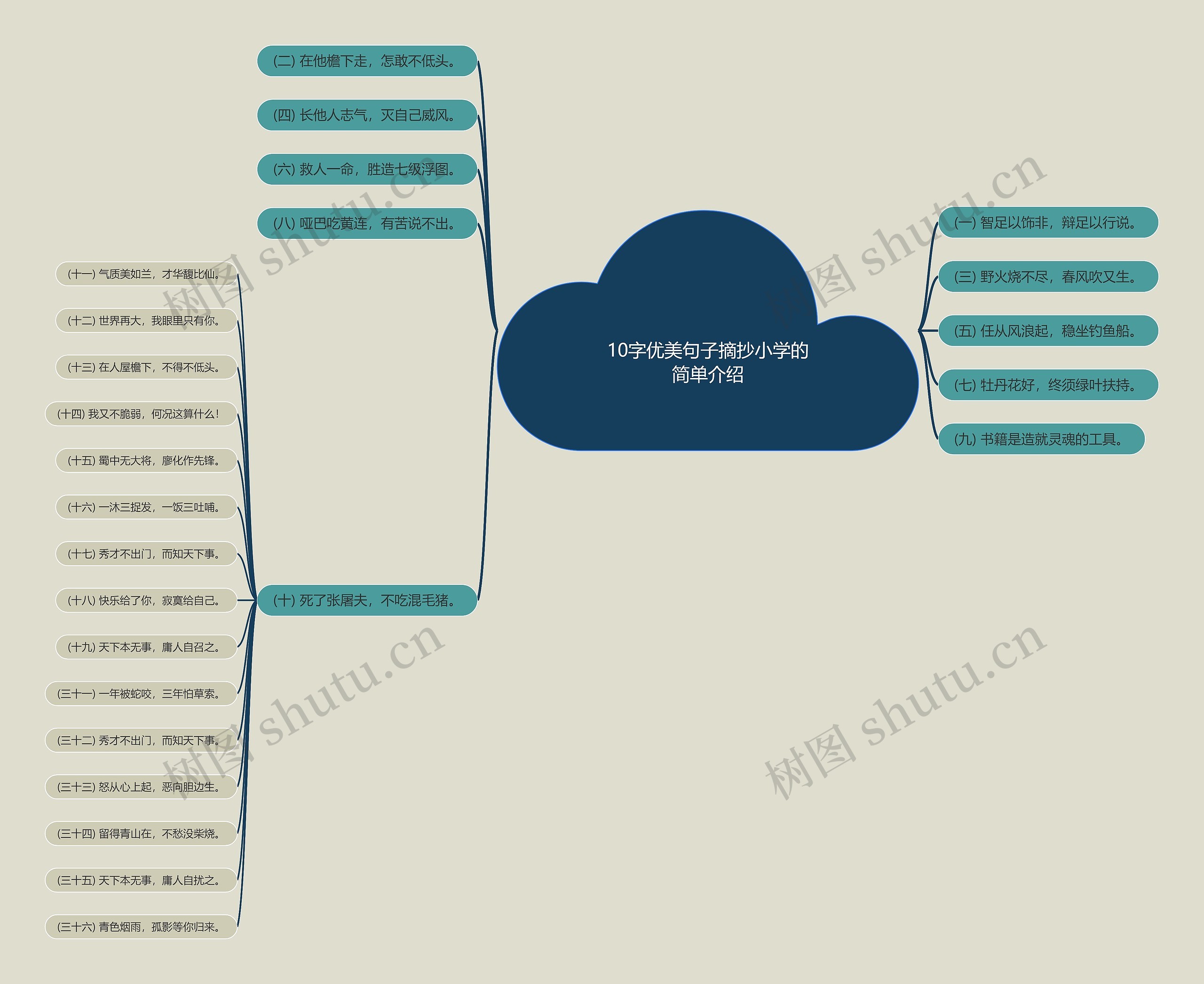 10字优美句子摘抄小学的简单介绍思维导图