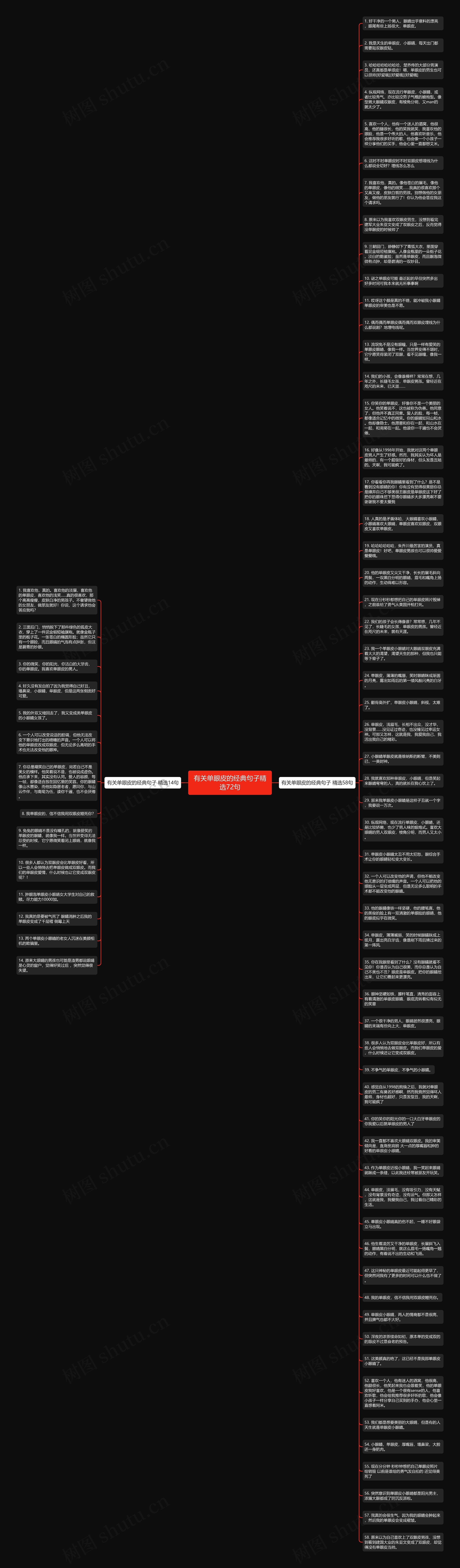 有关单眼皮的经典句子精选72句思维导图