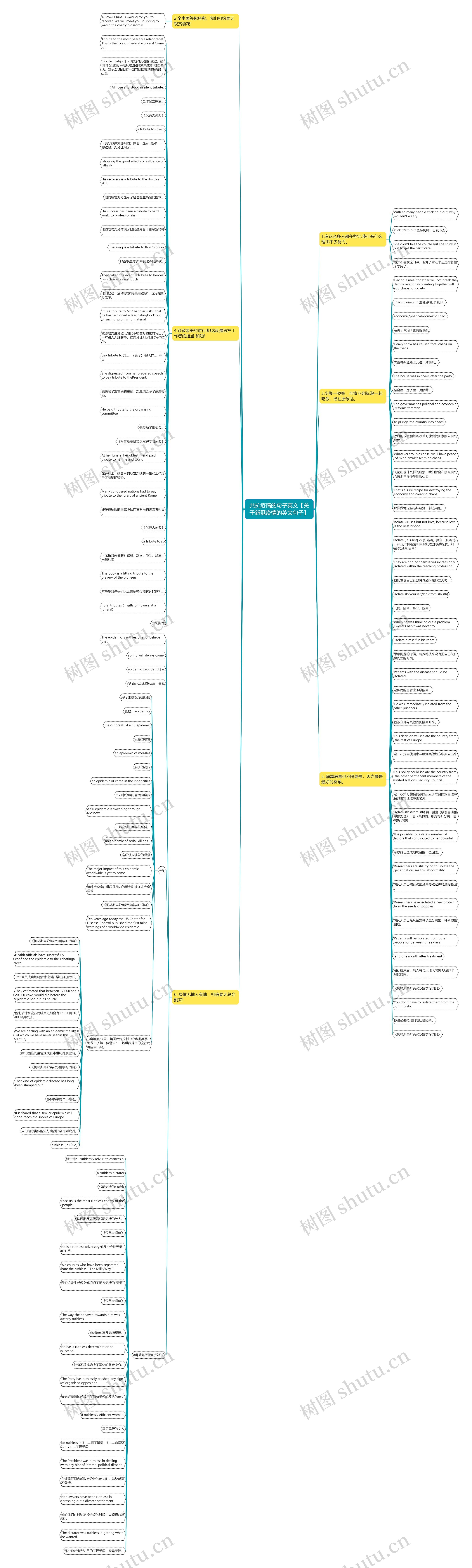 共抗疫情的句子英文【关于新冠疫情的英文句子】思维导图