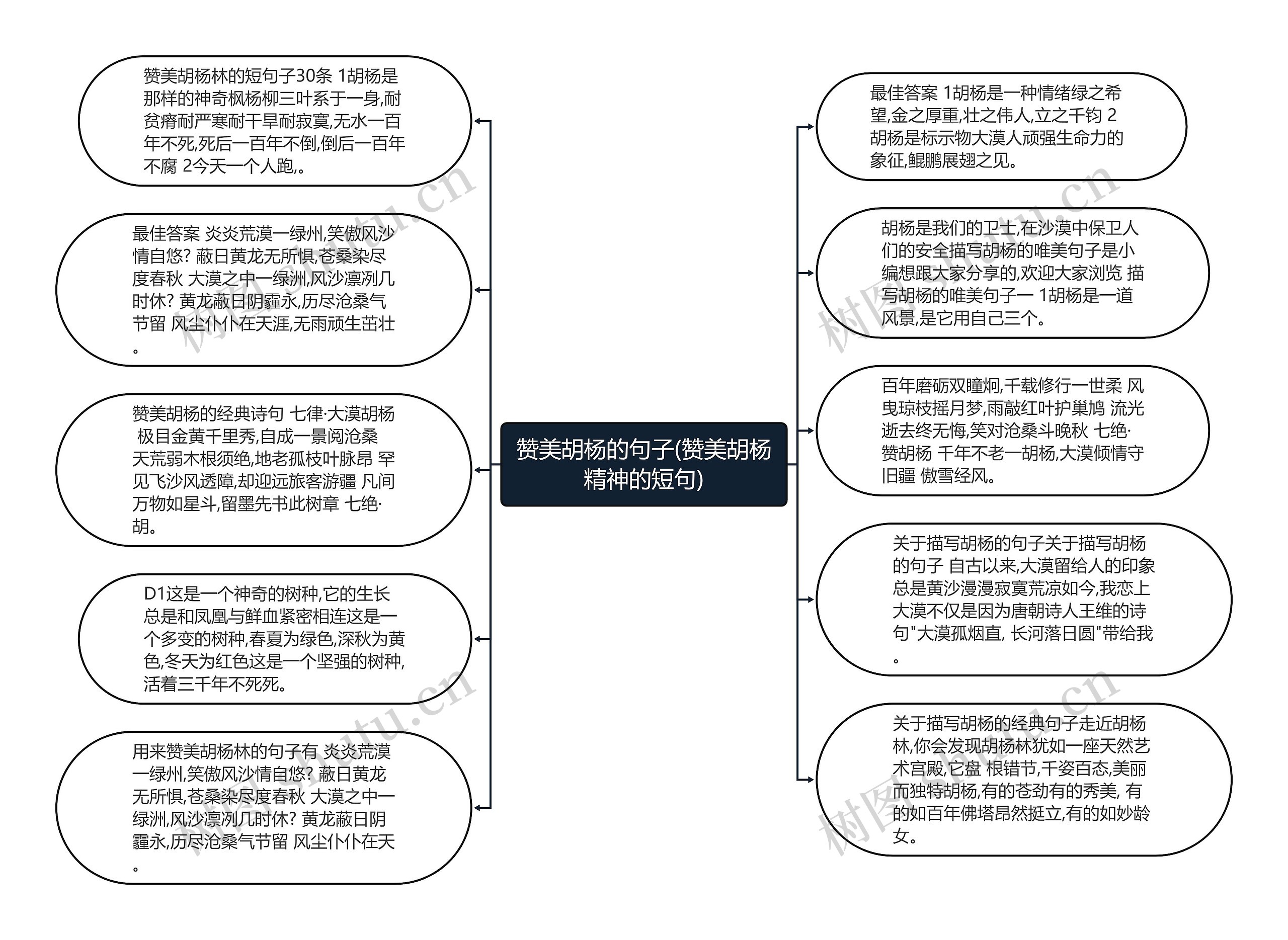 赞美胡杨的句子(赞美胡杨精神的短句)思维导图