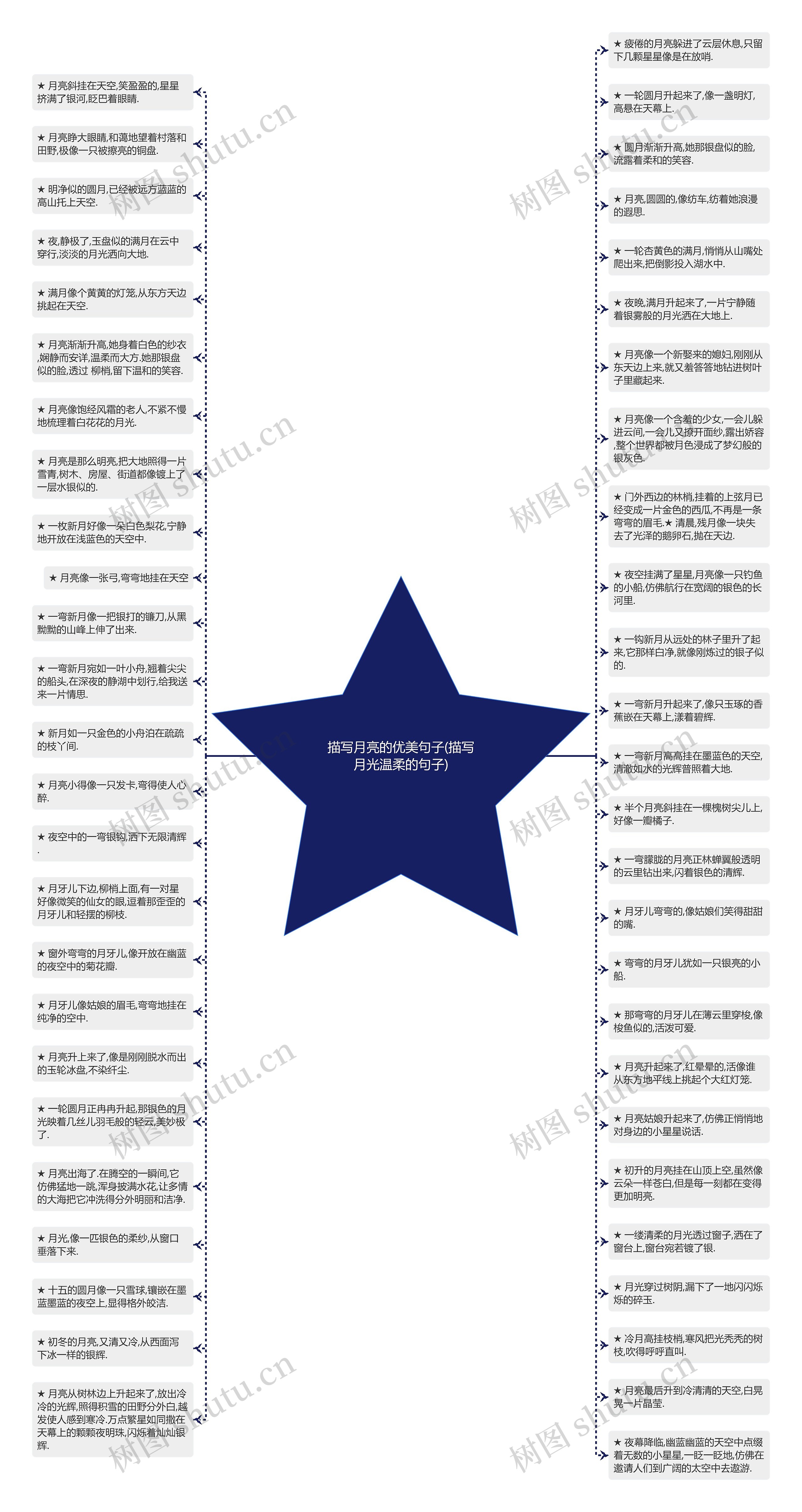 描写月亮的优美句子(描写月光温柔的句子)思维导图