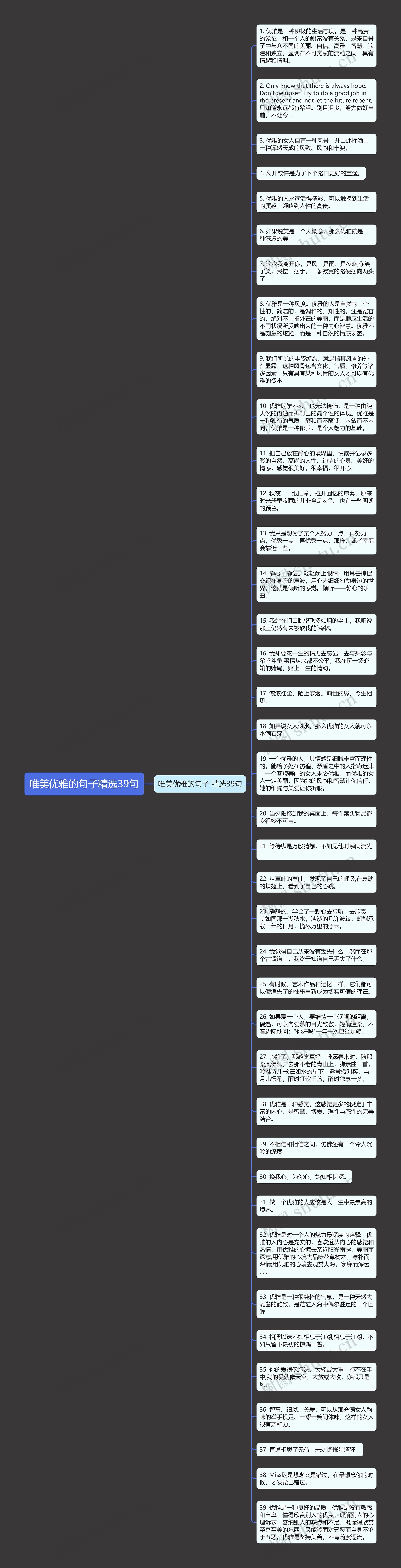 唯美优雅的句子精选39句思维导图