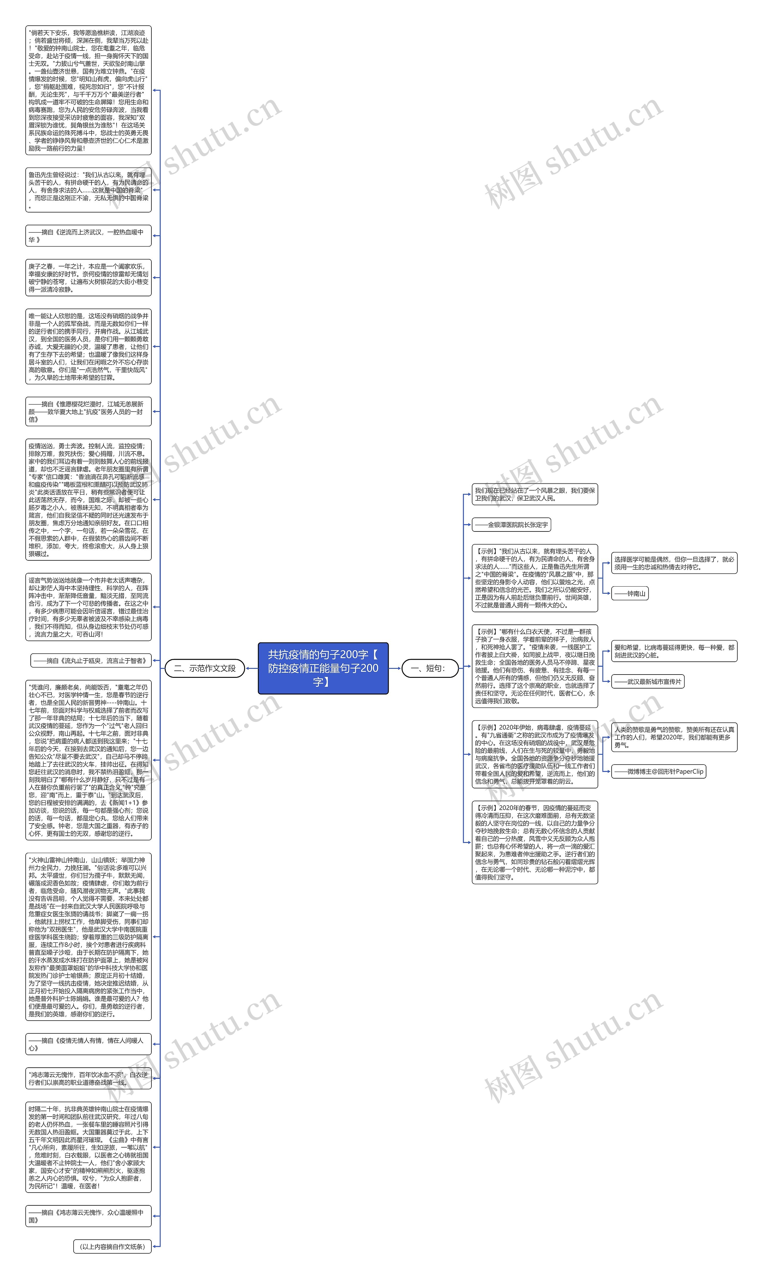 共抗疫情的句子200字【防控疫情正能量句子200字】思维导图