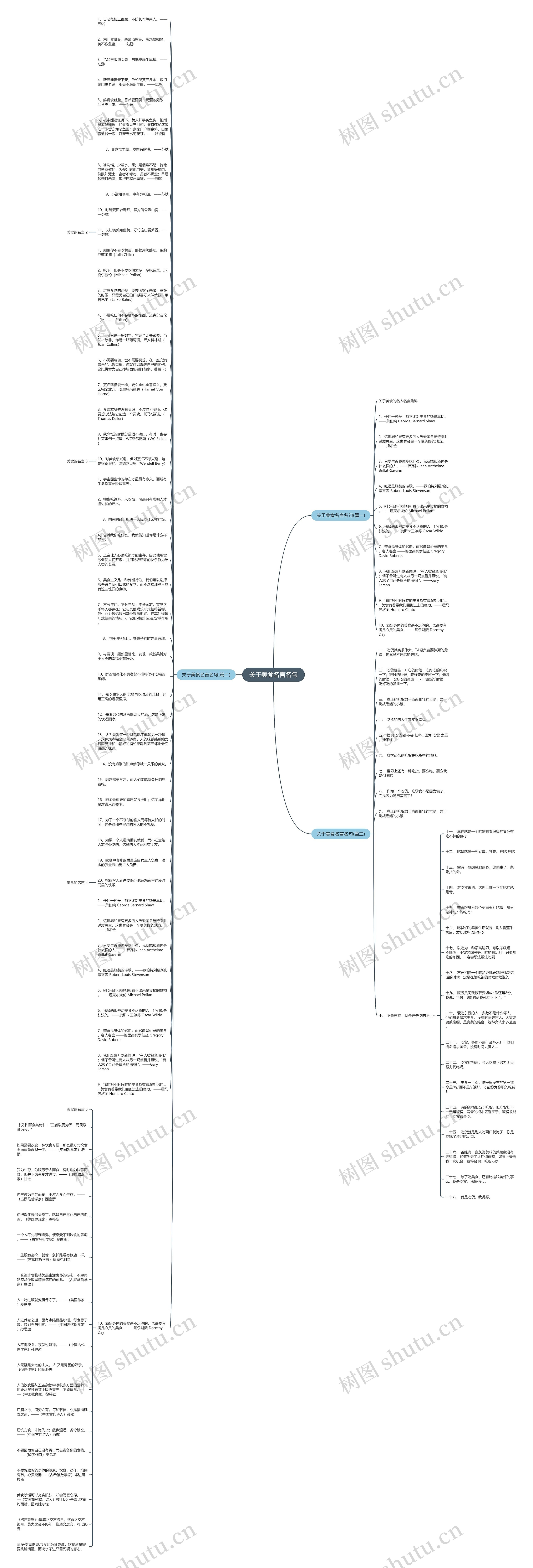 关于美食名言名句思维导图