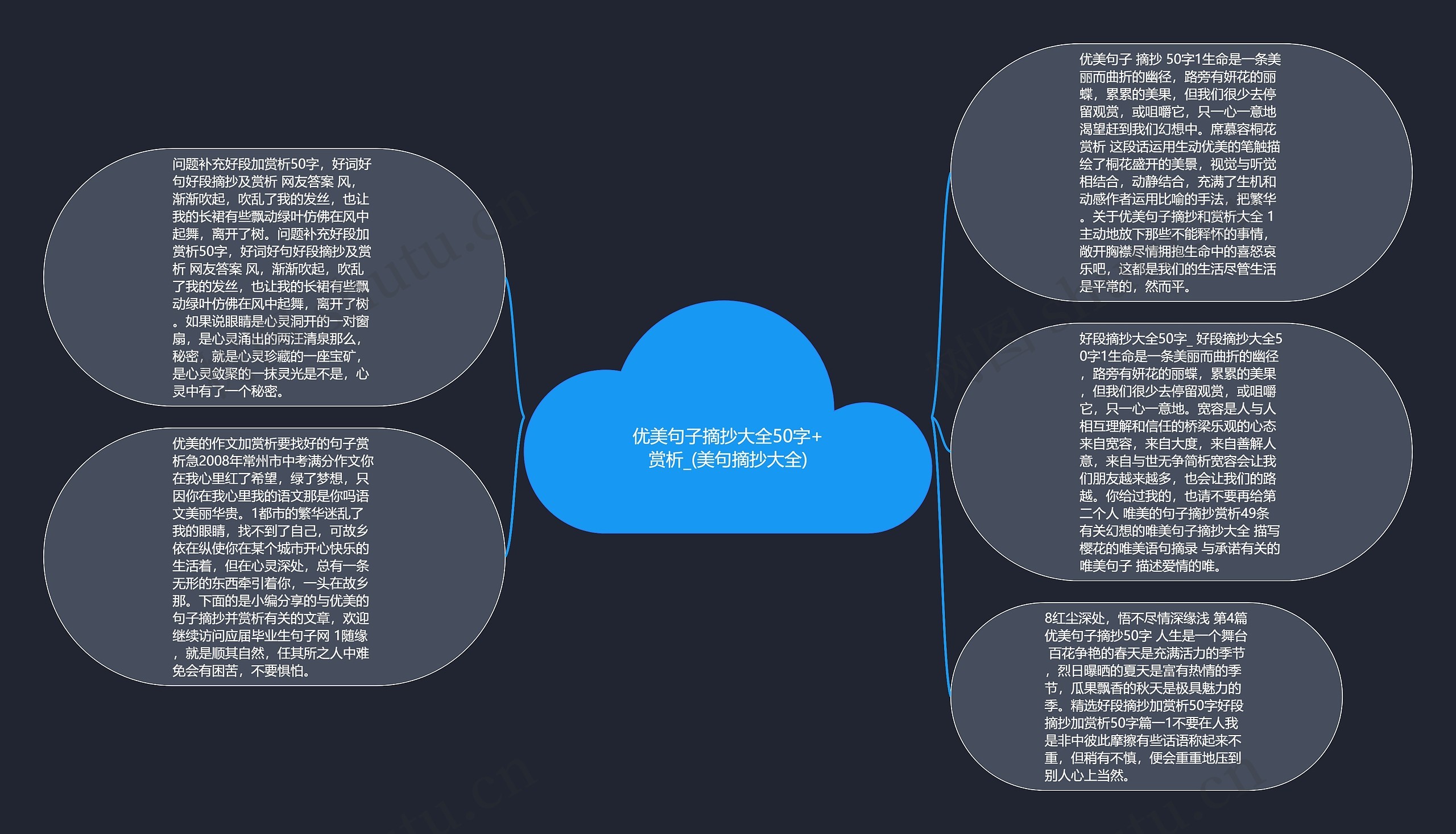 优美句子摘抄大全50字+赏析_(美句摘抄大全)思维导图