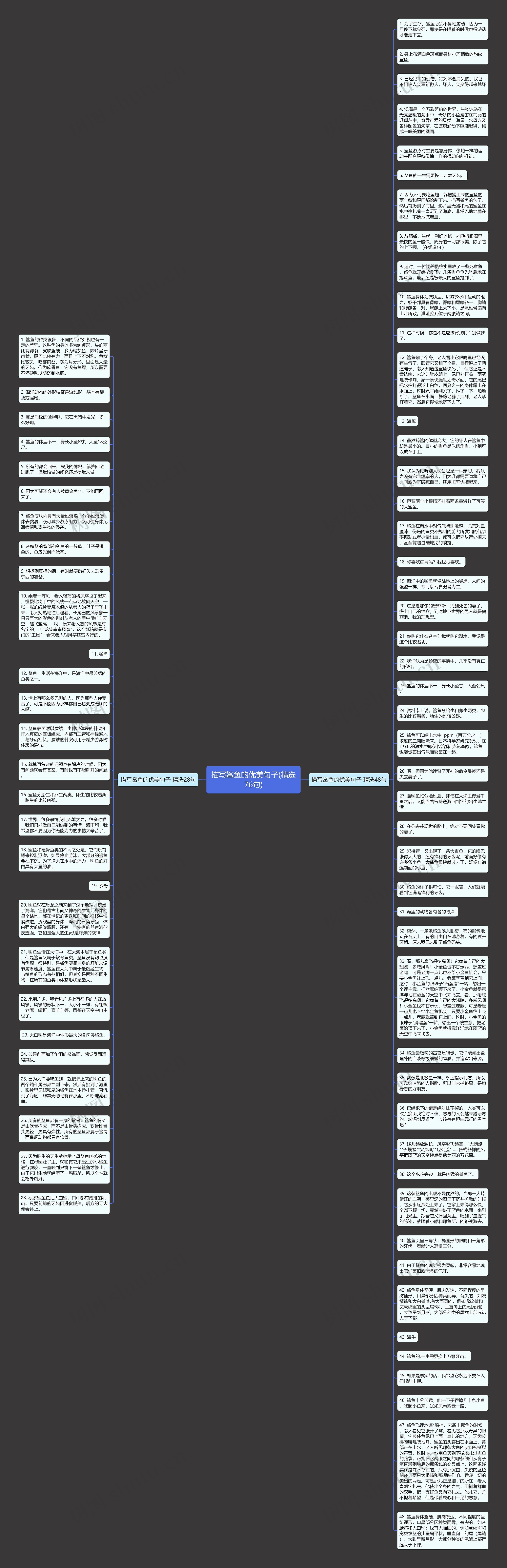 描写鲨鱼的优美句子(精选76句)思维导图
