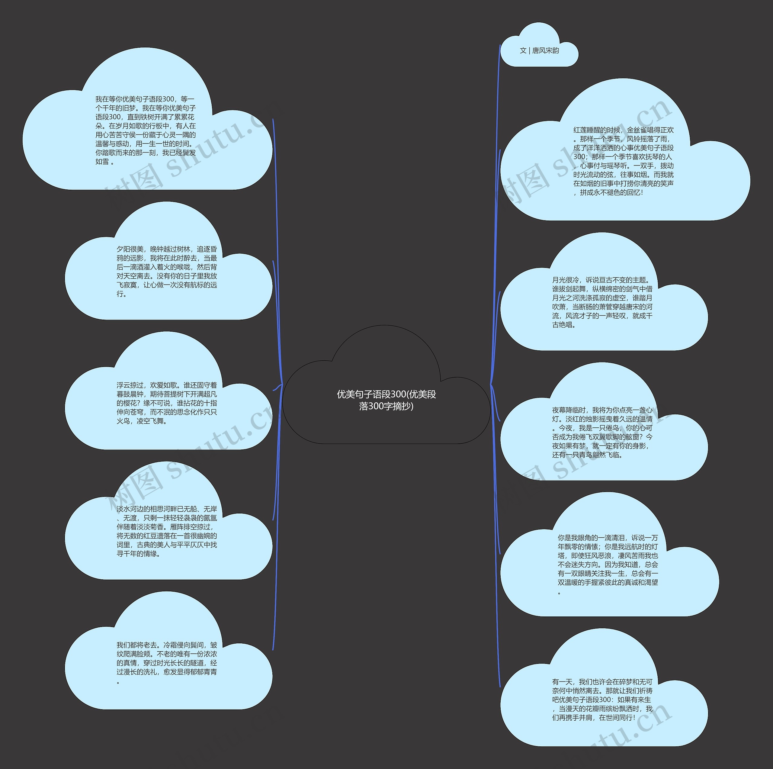 优美句子语段300(优美段落300字摘抄)思维导图