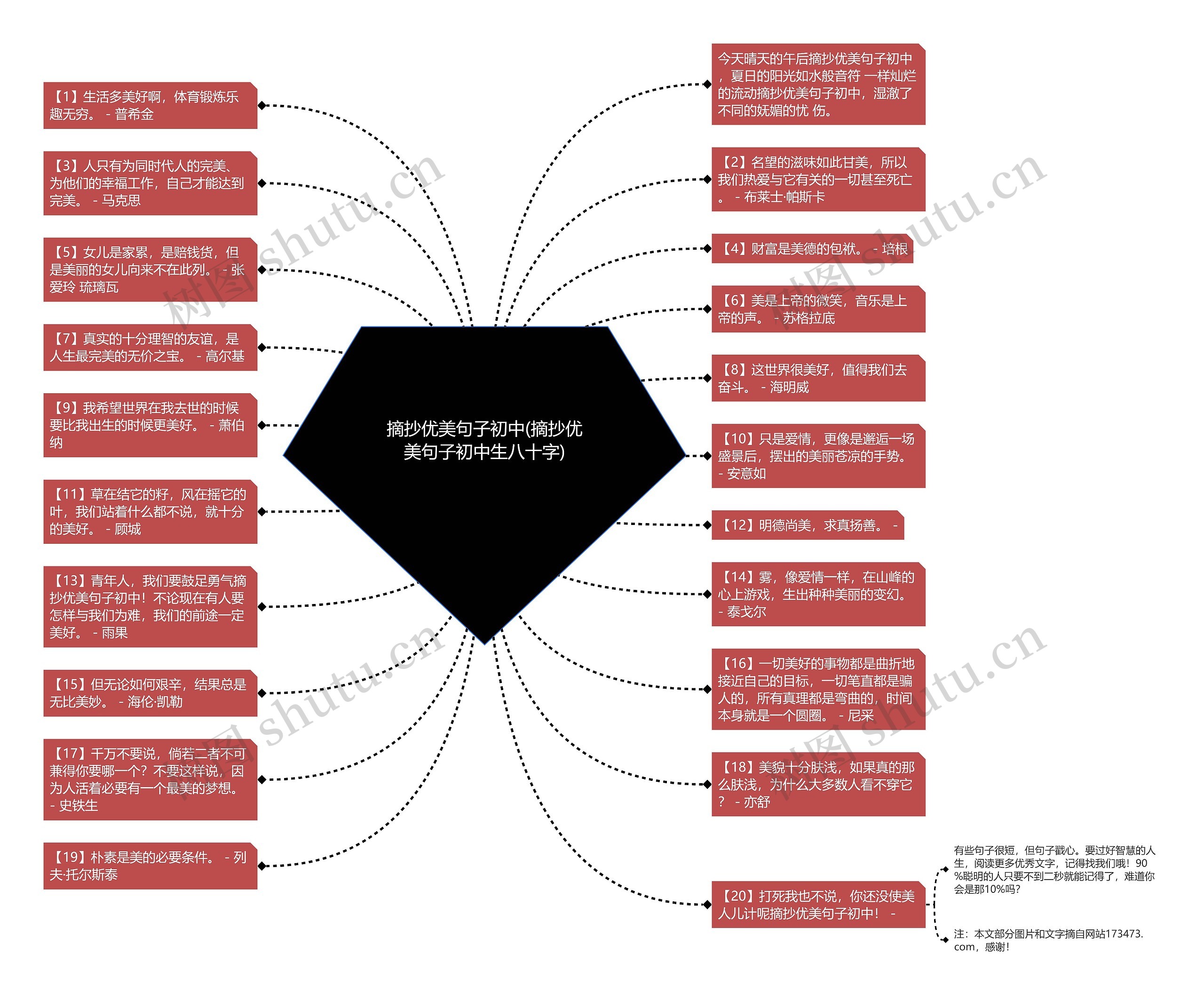 摘抄优美句子初中(摘抄优美句子初中生八十字)思维导图