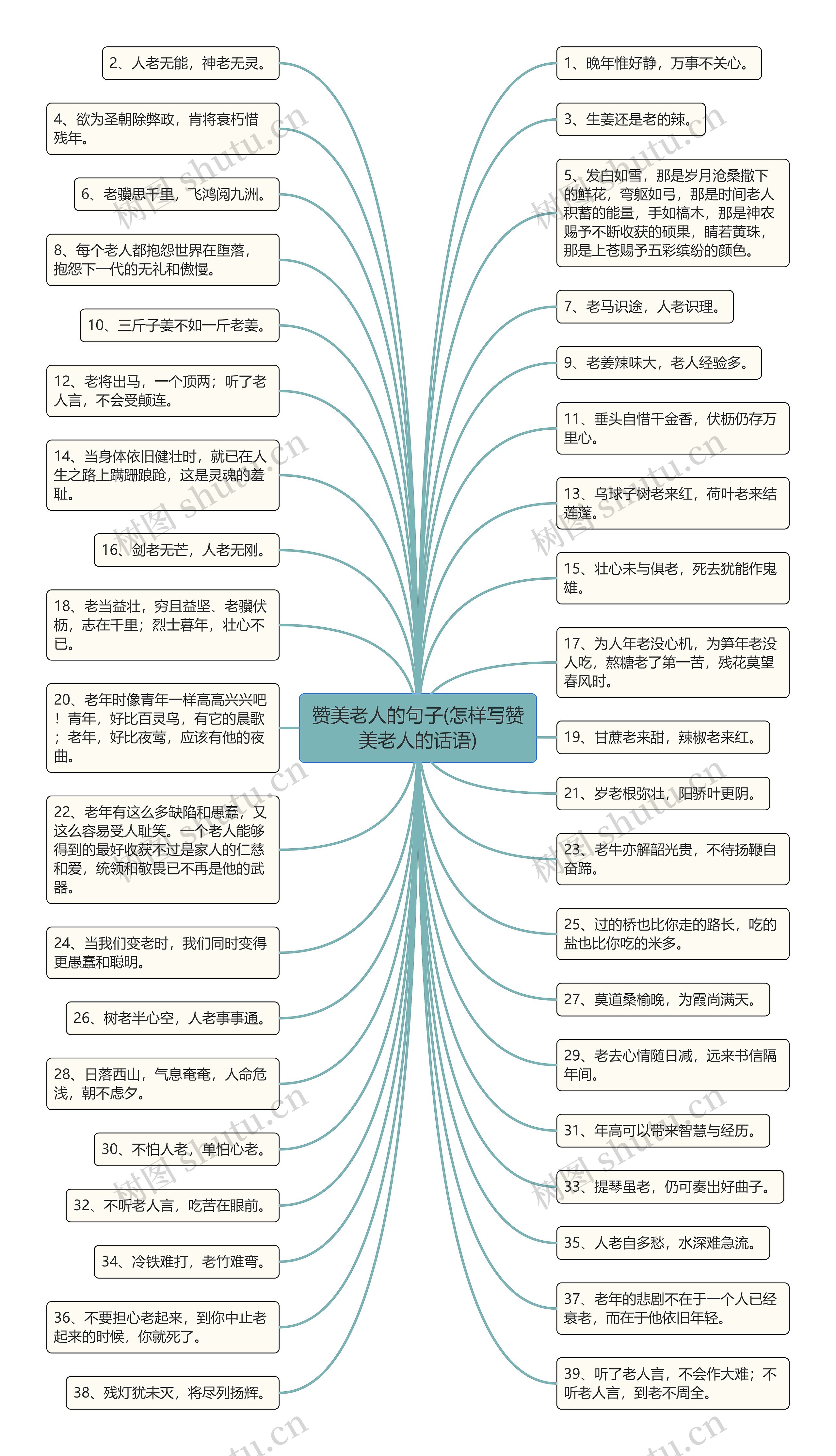 赞美老人的句子(怎样写赞美老人的话语)思维导图