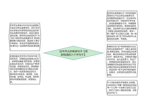 远字开头的唯美句子【感谢相遇的八个字句子】