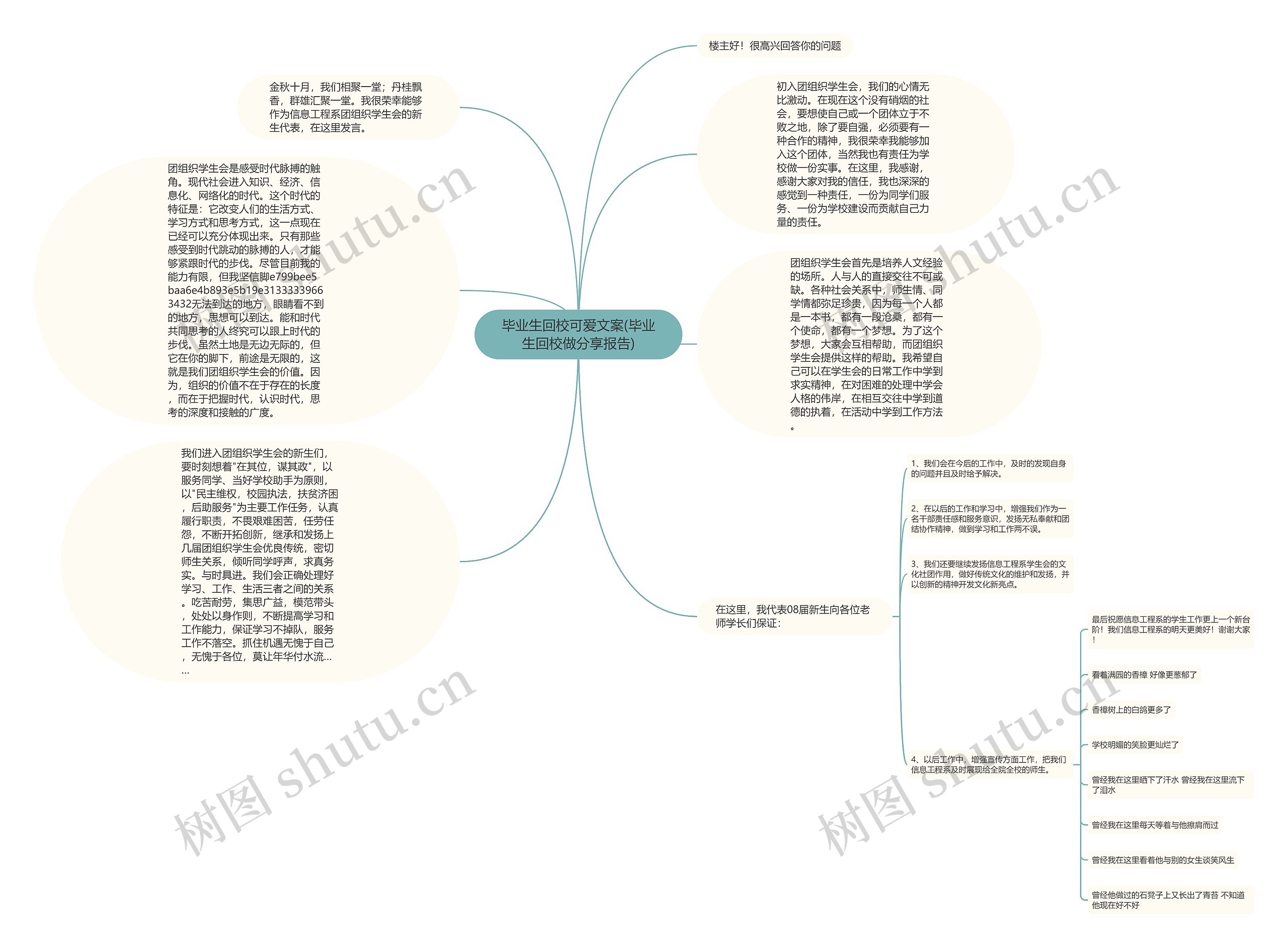 毕业生回校可爱文案(毕业生回校做分享报告)思维导图
