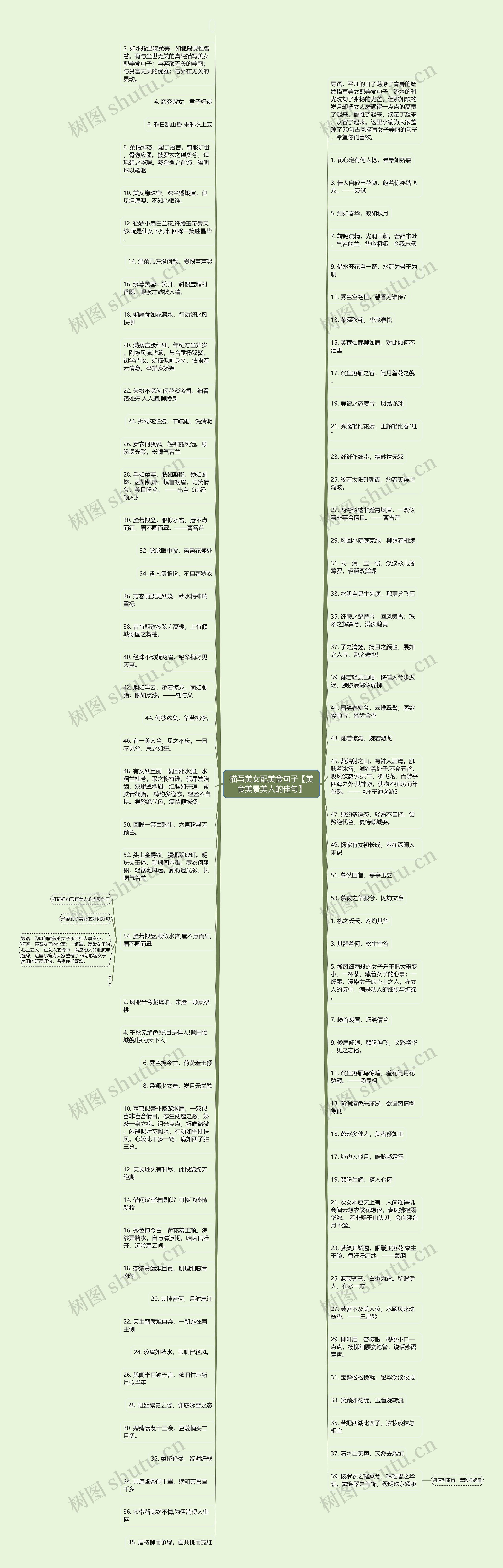 描写美女配美食句子【美食美景美人的佳句】思维导图