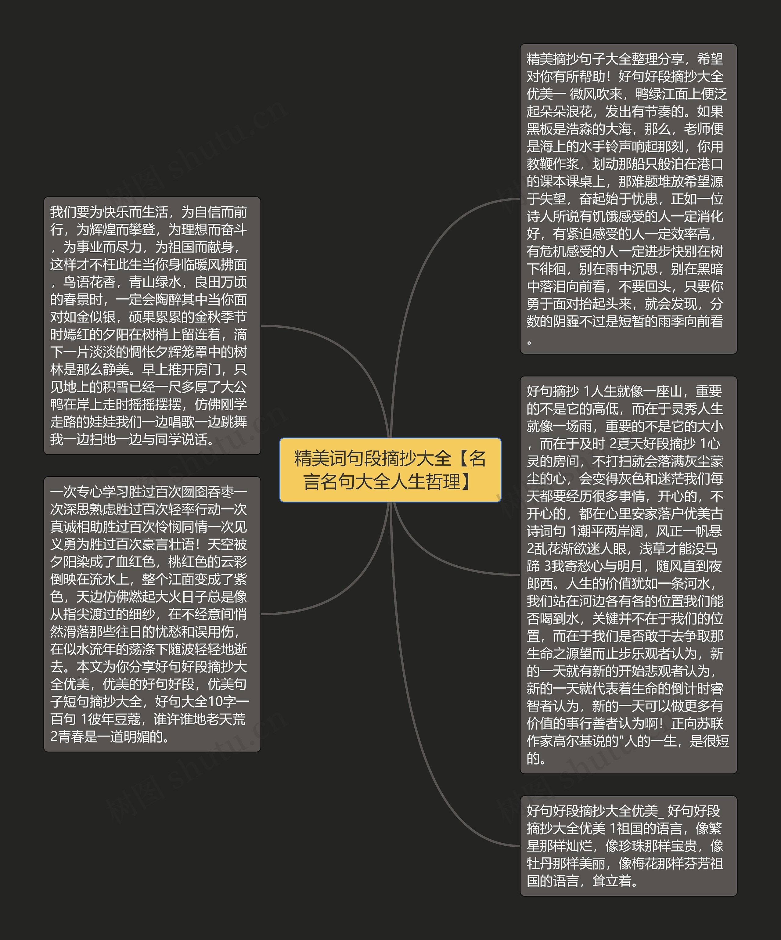 精美词句段摘抄大全【名言名句大全人生哲理】思维导图