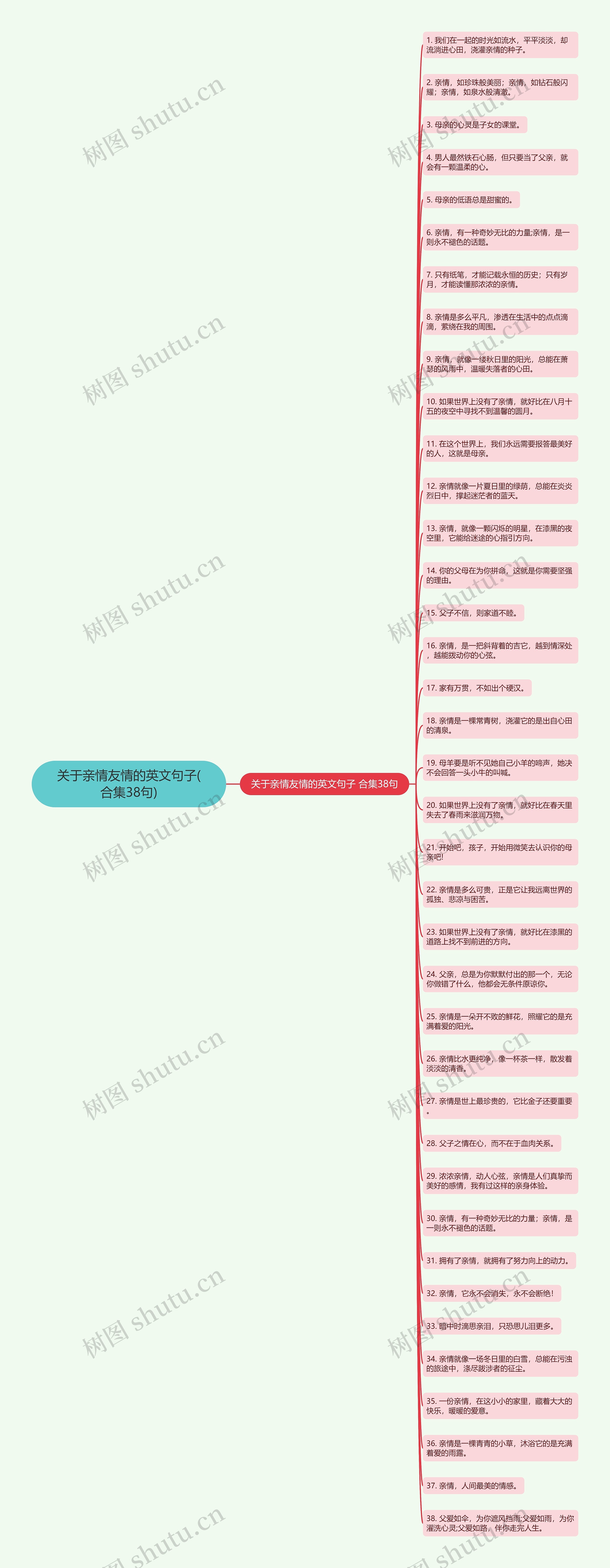 关于亲情友情的英文句子(合集38句)思维导图