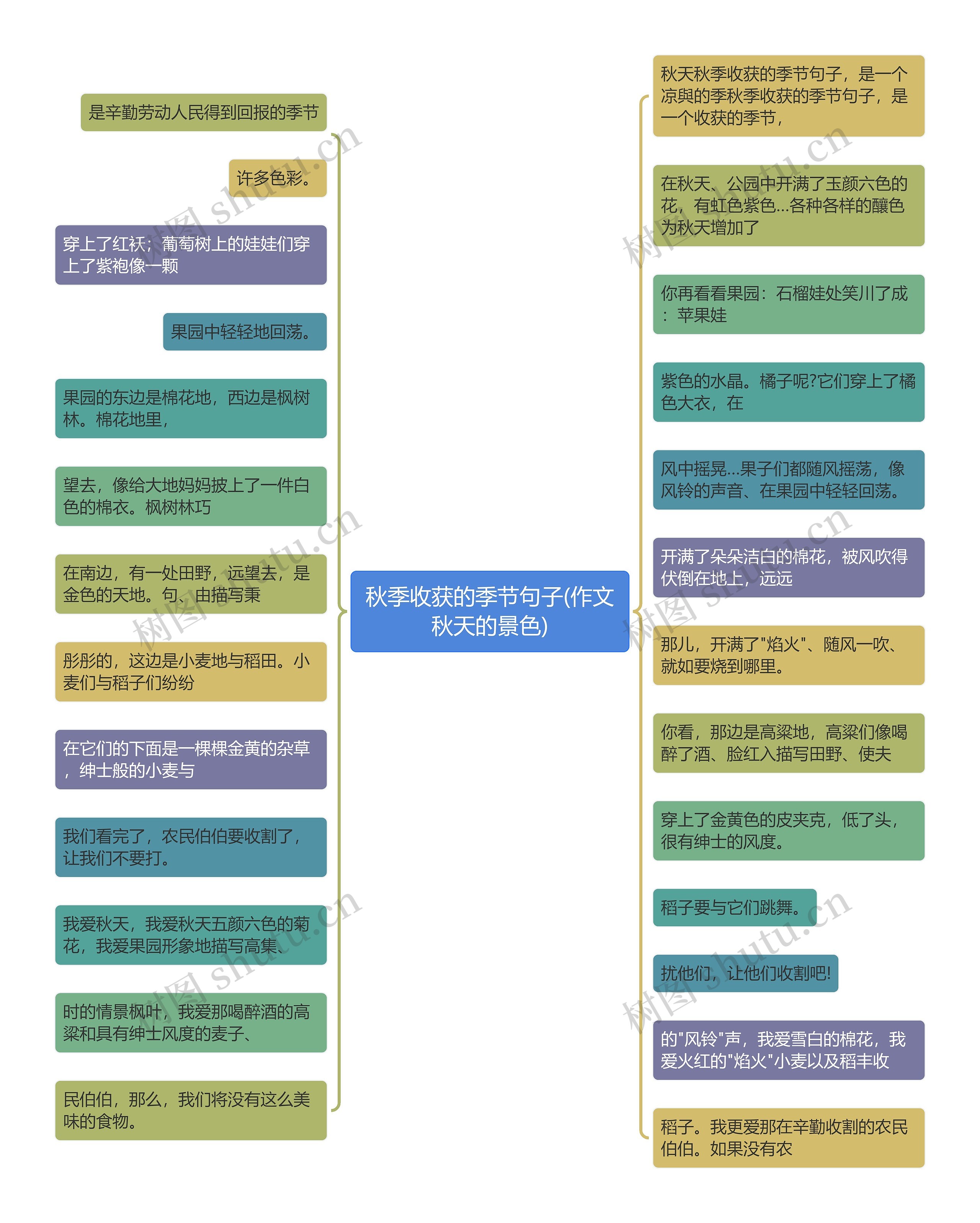 秋季收获的季节句子(作文秋天的景色)思维导图