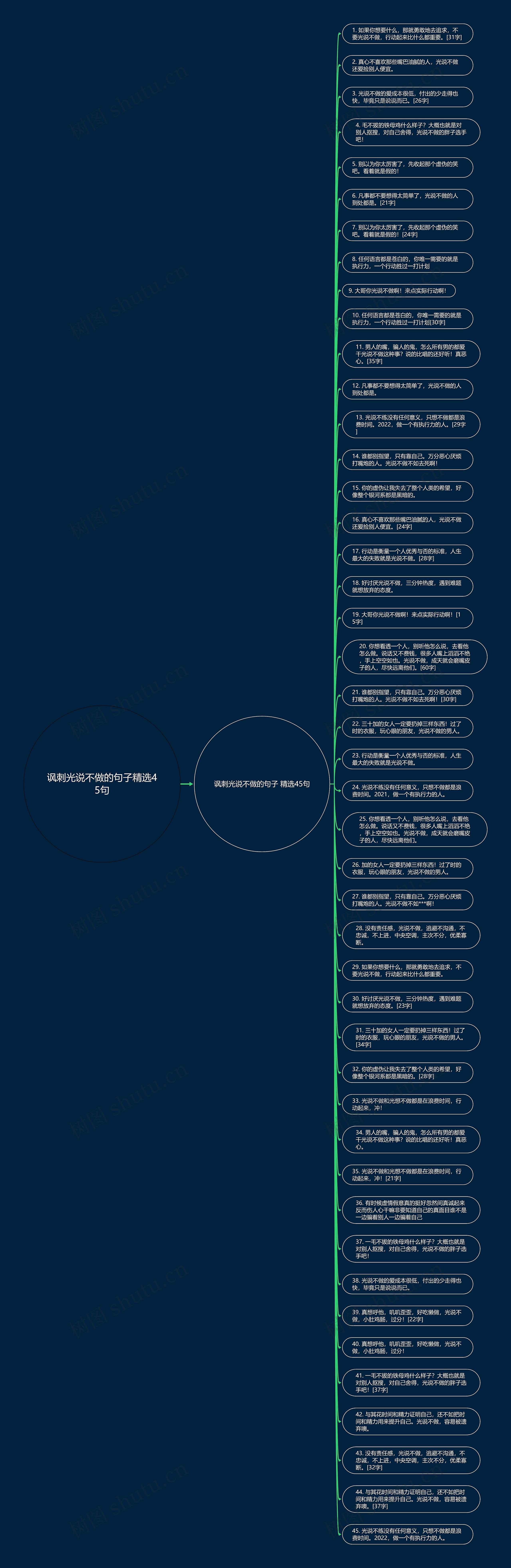 讽刺光说不做的句子精选45句思维导图