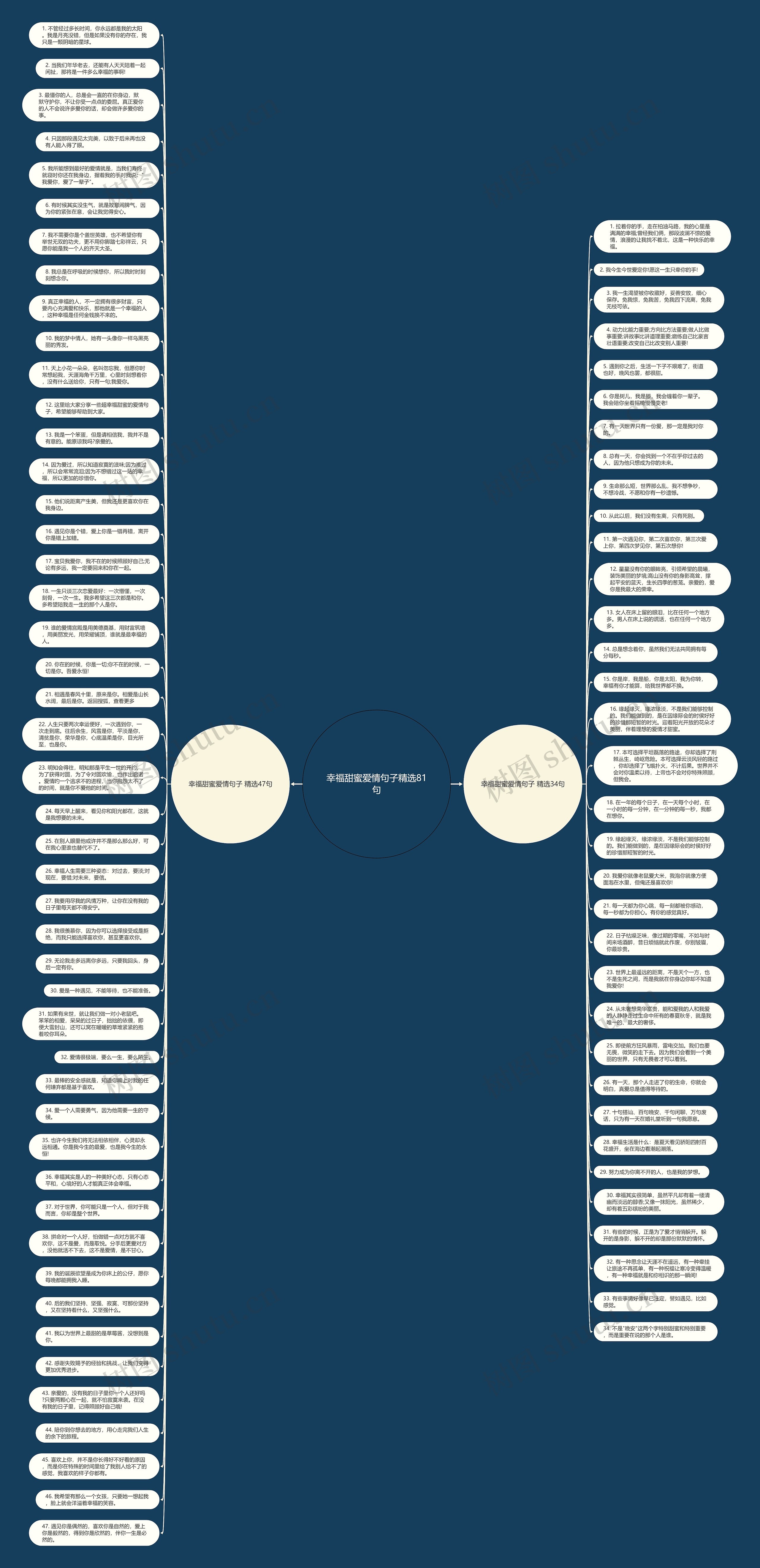 幸福甜蜜爱情句子精选81句思维导图