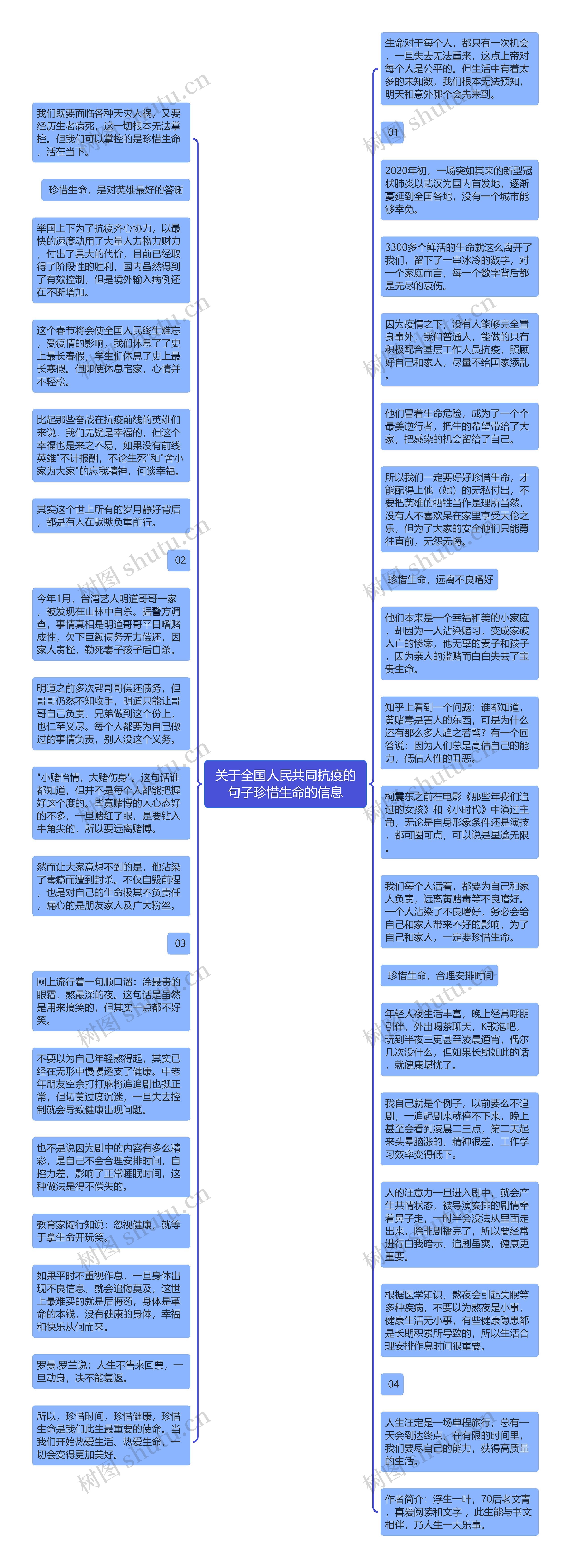 关于全国人民共同抗疫的句子珍惜生命的信息思维导图