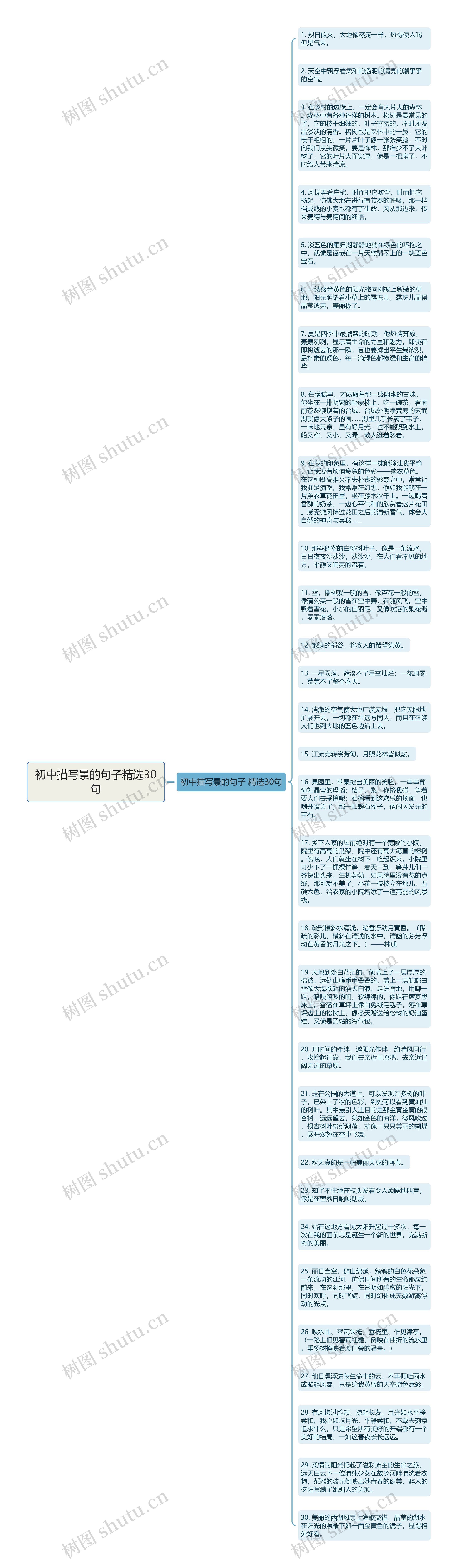 初中描写景的句子精选30句思维导图