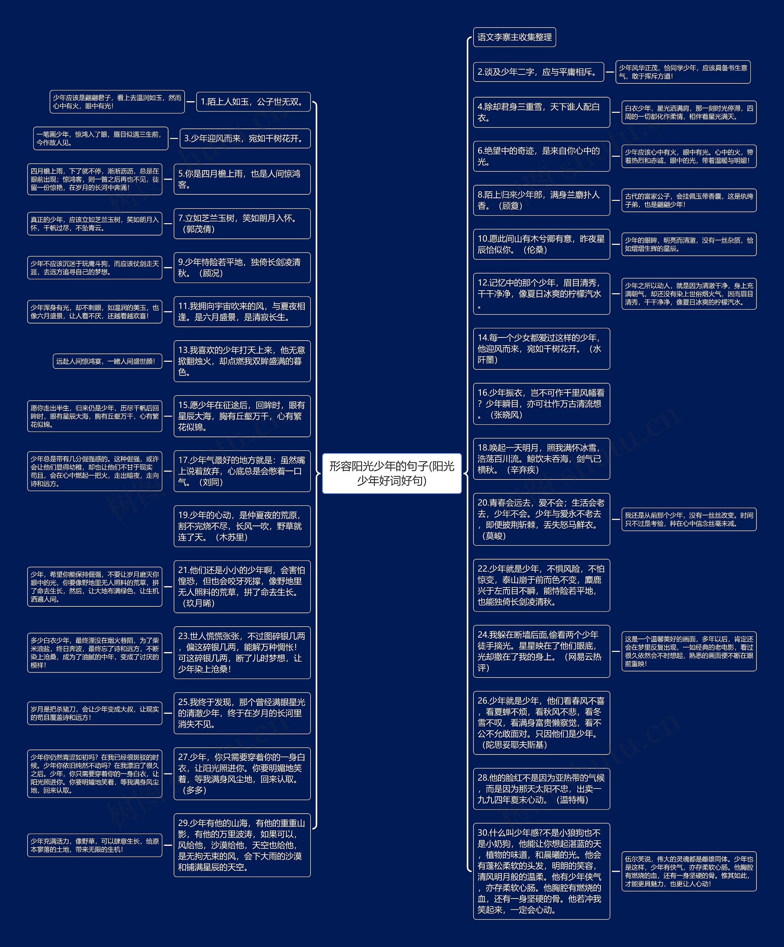 形容阳光少年的句子(阳光少年好词好句)思维导图