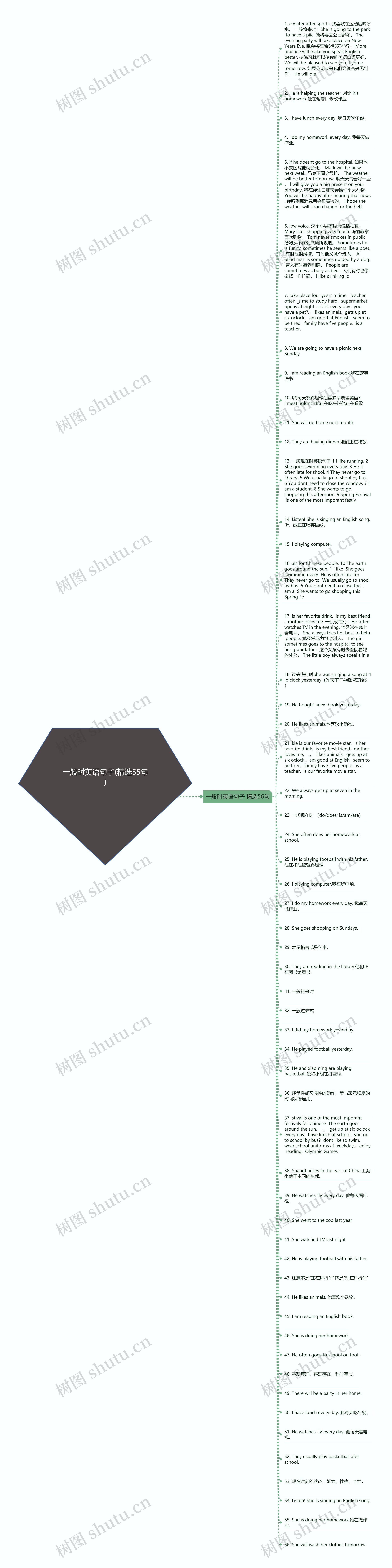 一般时英语句子(精选55句)思维导图