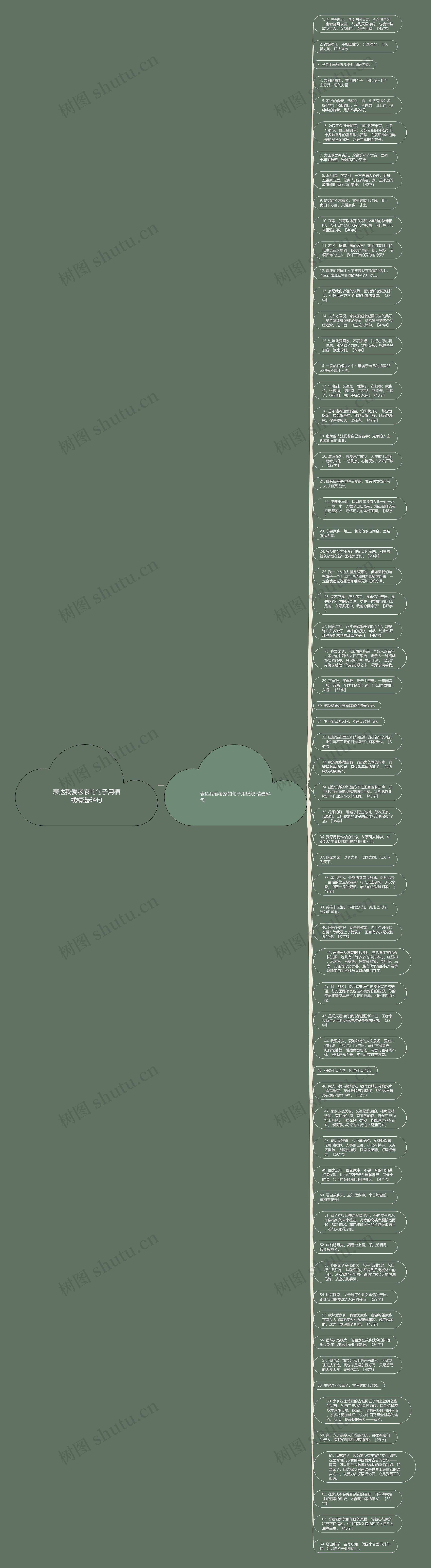 表达我爱老家的句子用横线精选64句思维导图