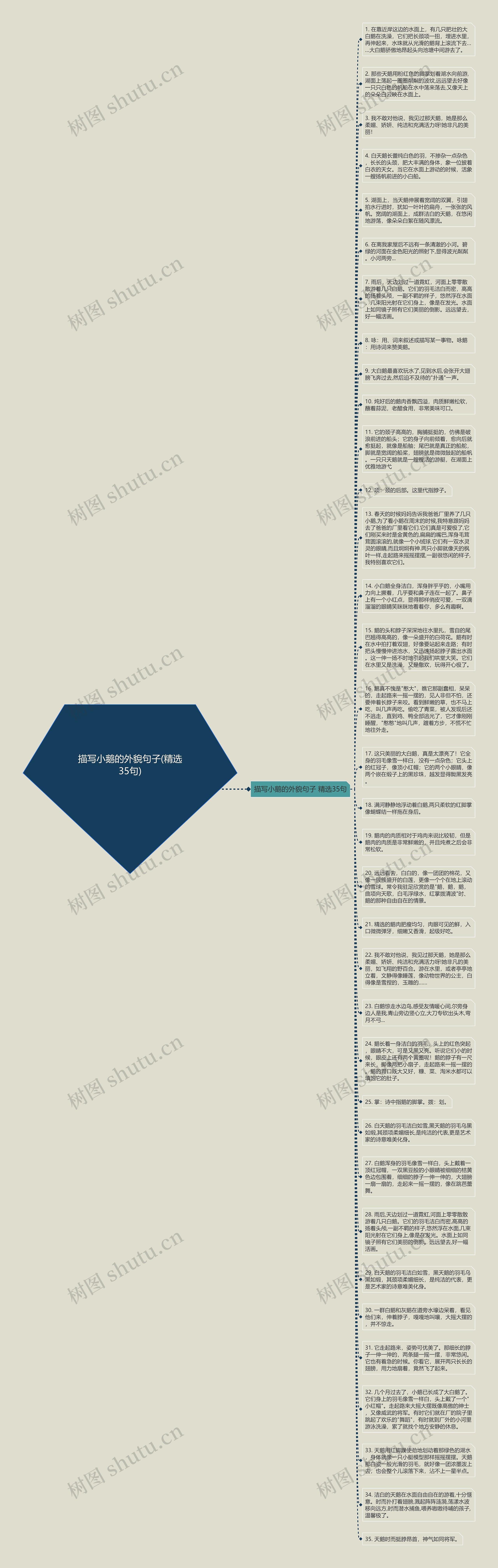描写小鹅的外貌句子(精选35句)思维导图