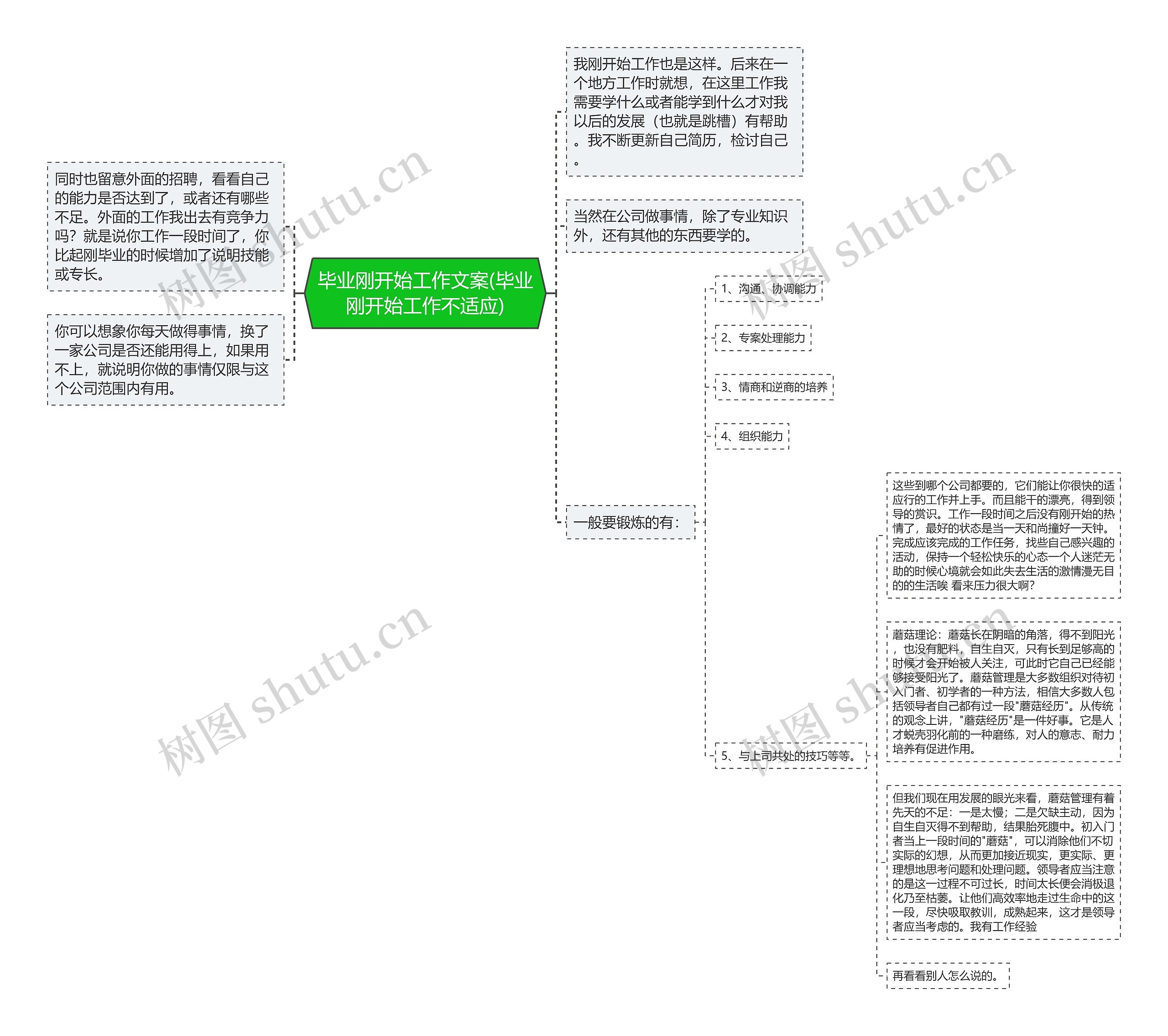 毕业刚开始工作文案(毕业刚开始工作不适应)思维导图